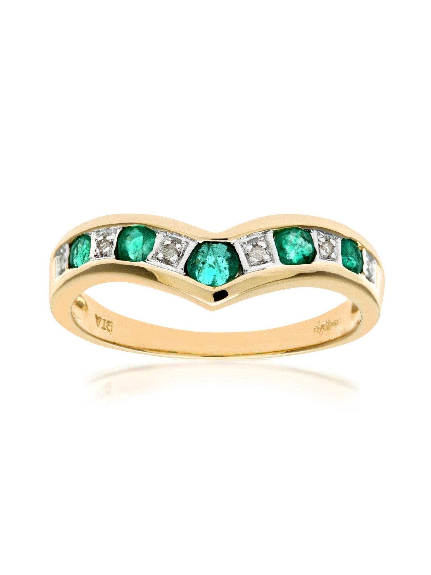DIAMANT LETERNEL Prsten 'Ring aus 375 Gelbgold mit Diamant mit Smaragd' zlatna