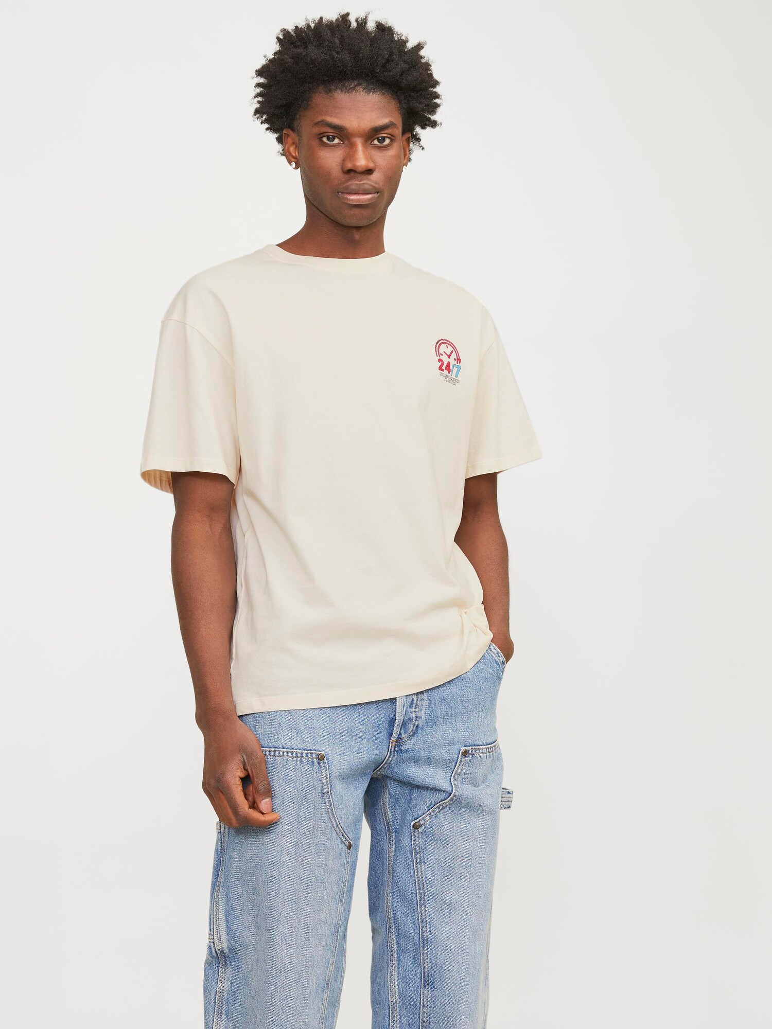 JACK & JONES Tričko 'Toast' krémová / tmavomodrá / červená (obrázok 6)