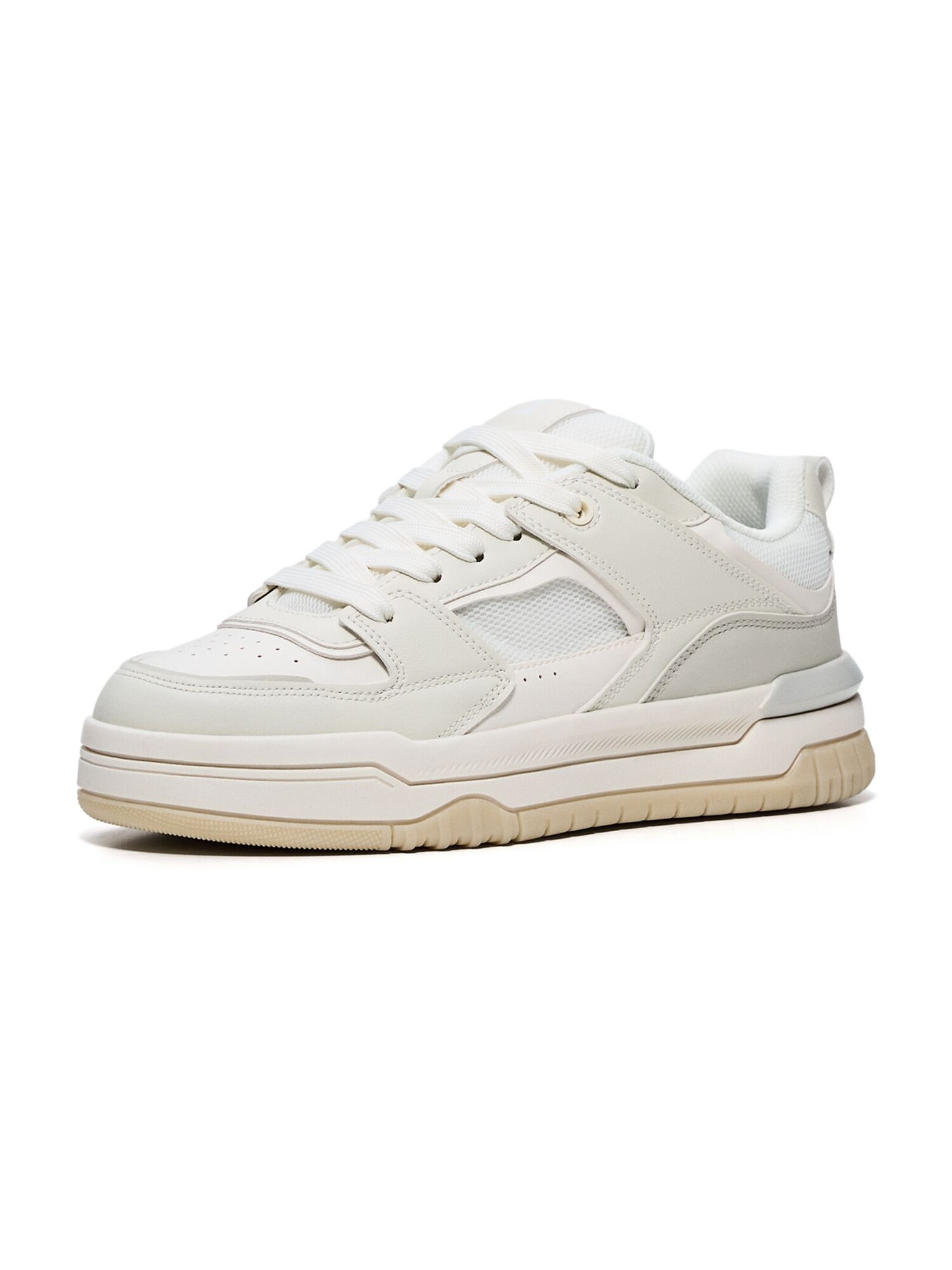 Bershka Sneaker low  gri deschis / alb / alb murdar