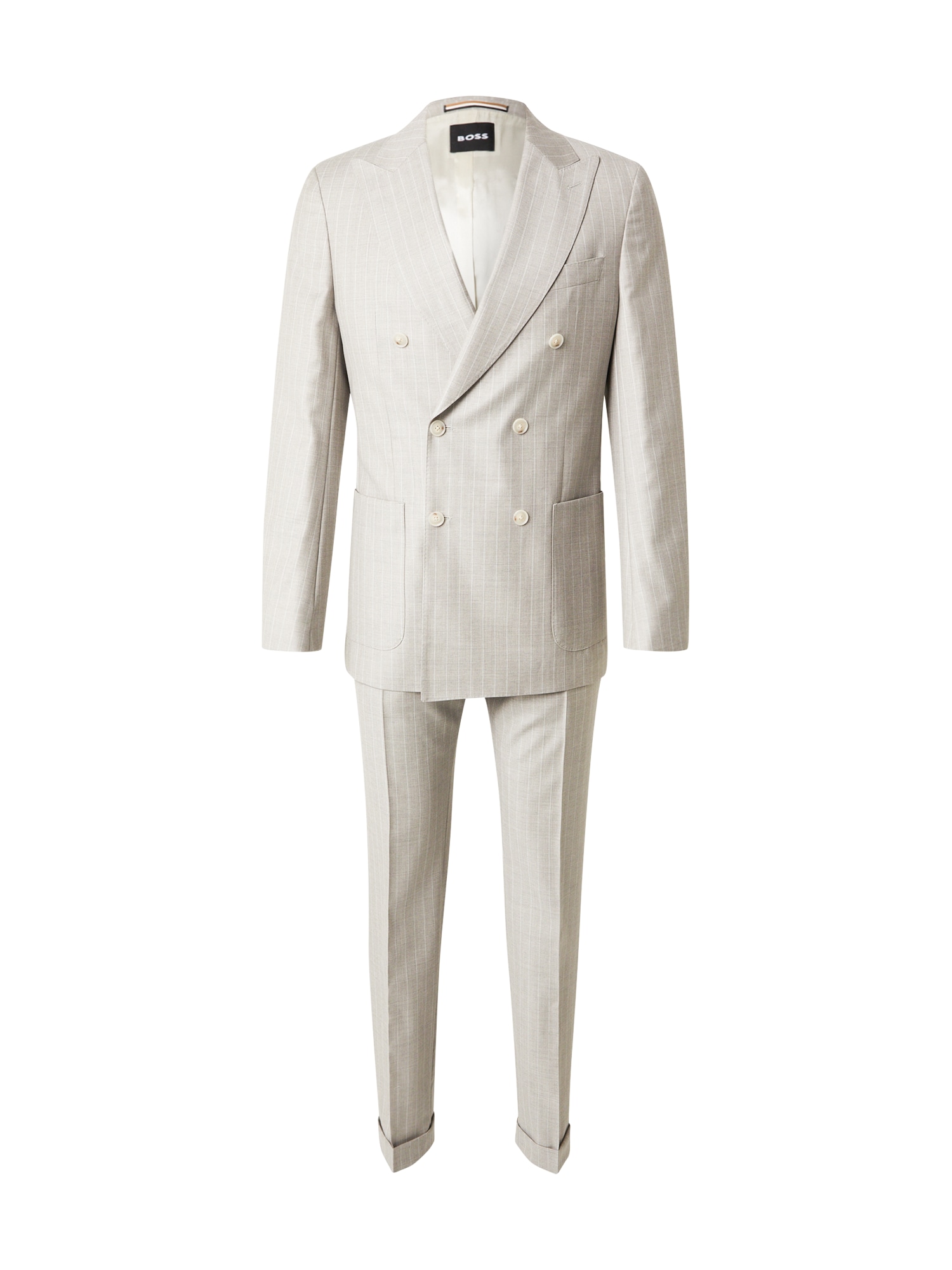 BOSS Costum  gri deschis / alb