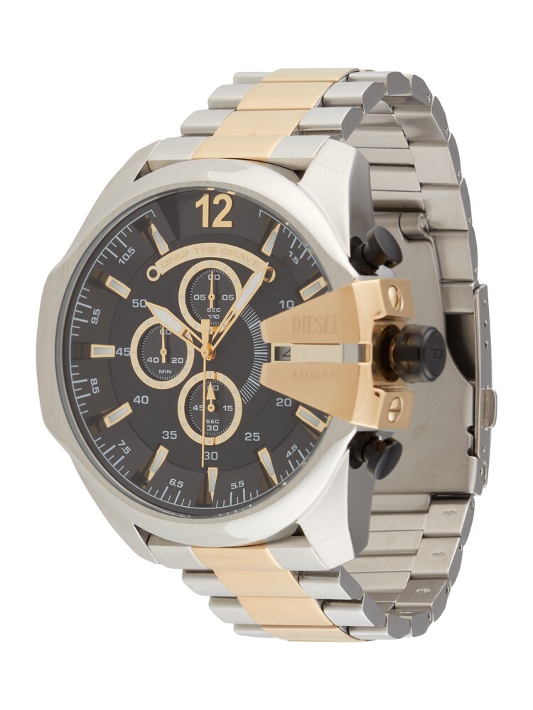DIESEL Uhr 'MEGA CHIEF' Herren Größe One Size gold / schwarz / silber
