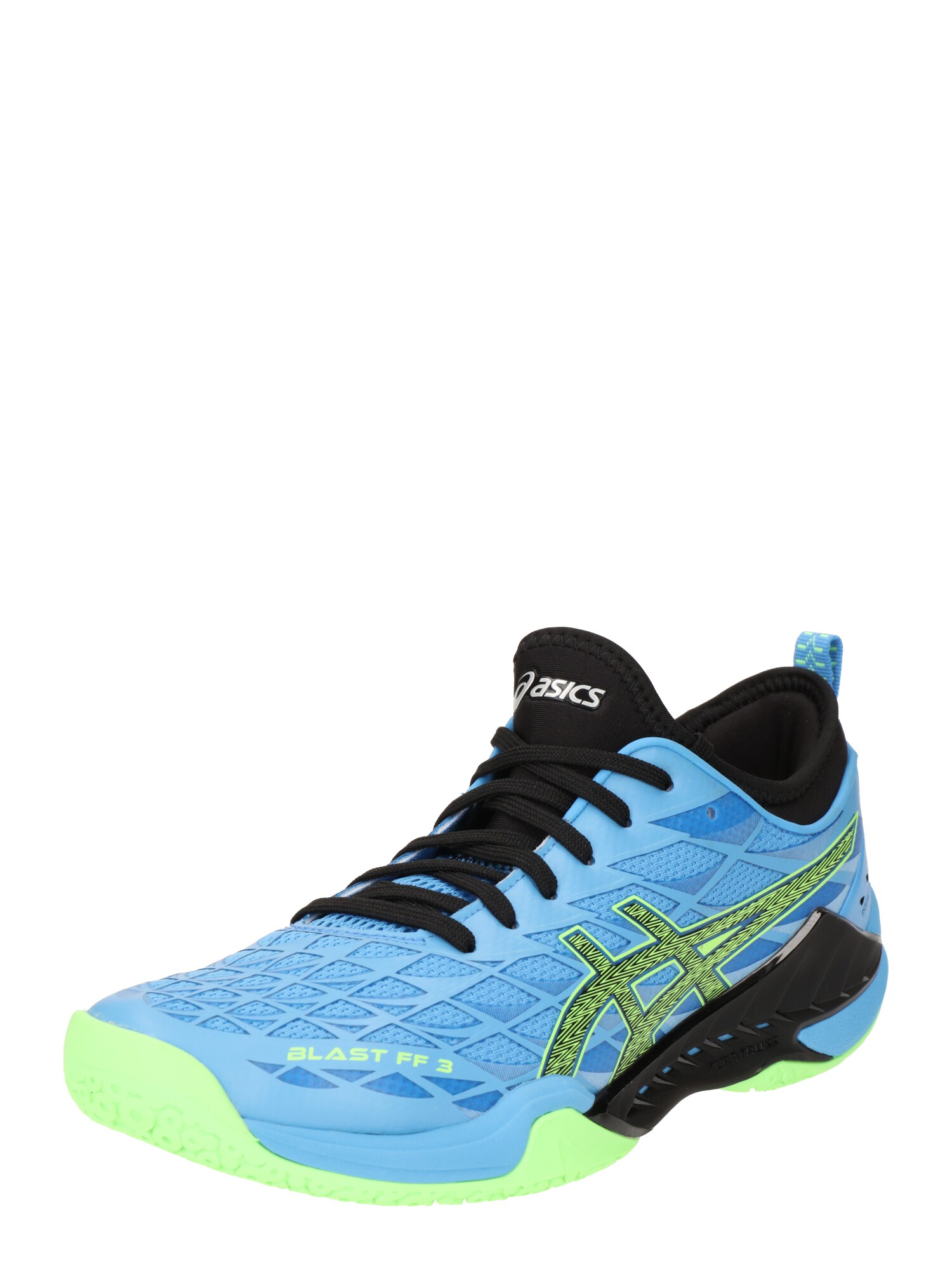 ASICS Sportiniai batai 'BLAST FF 3' mėlyna / šviesiai žalia / juoda / balta