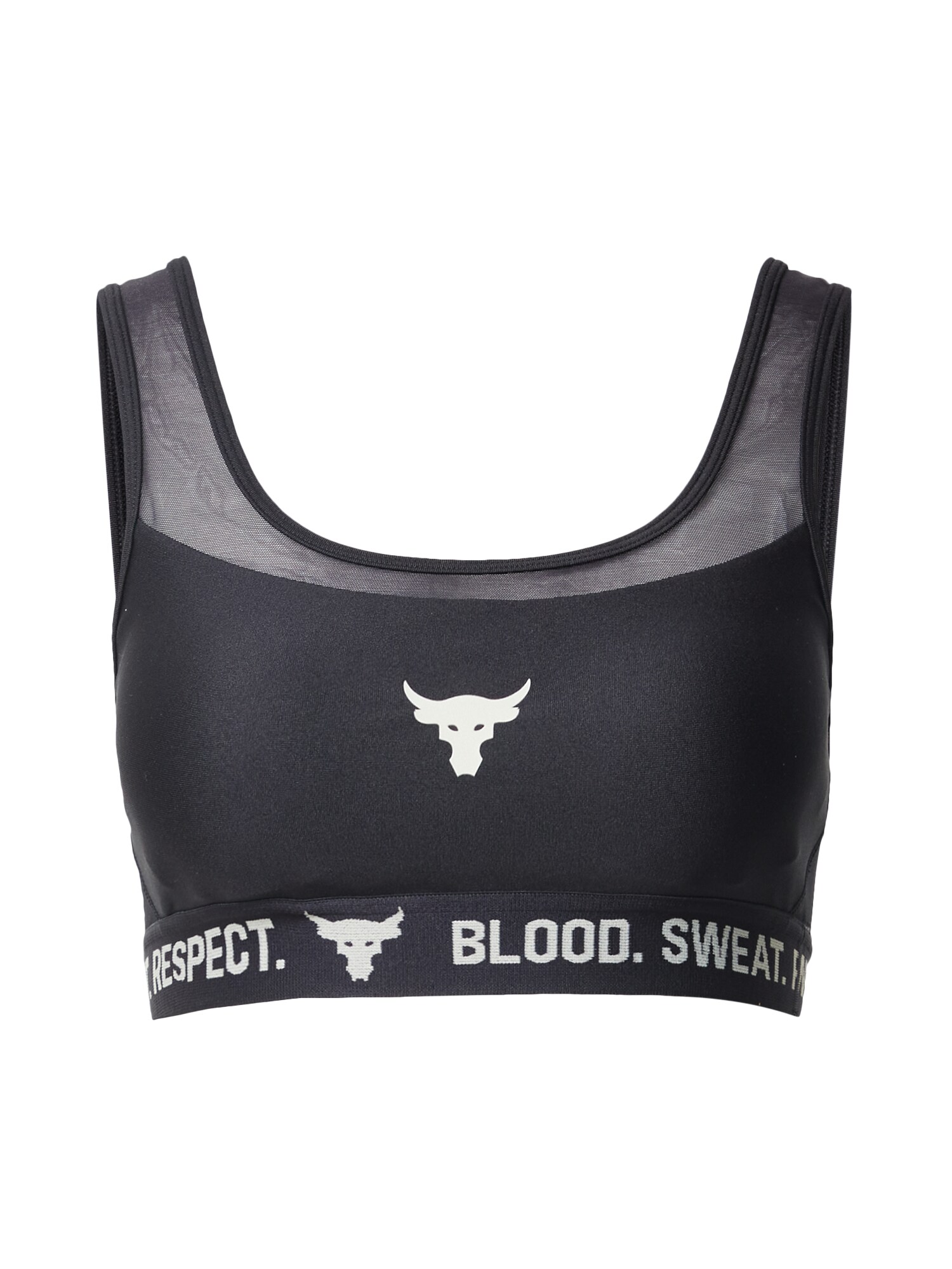 UNDER ARMOUR Sportinė liemenėlė 'UA Project Rock Solid'  juoda / balta