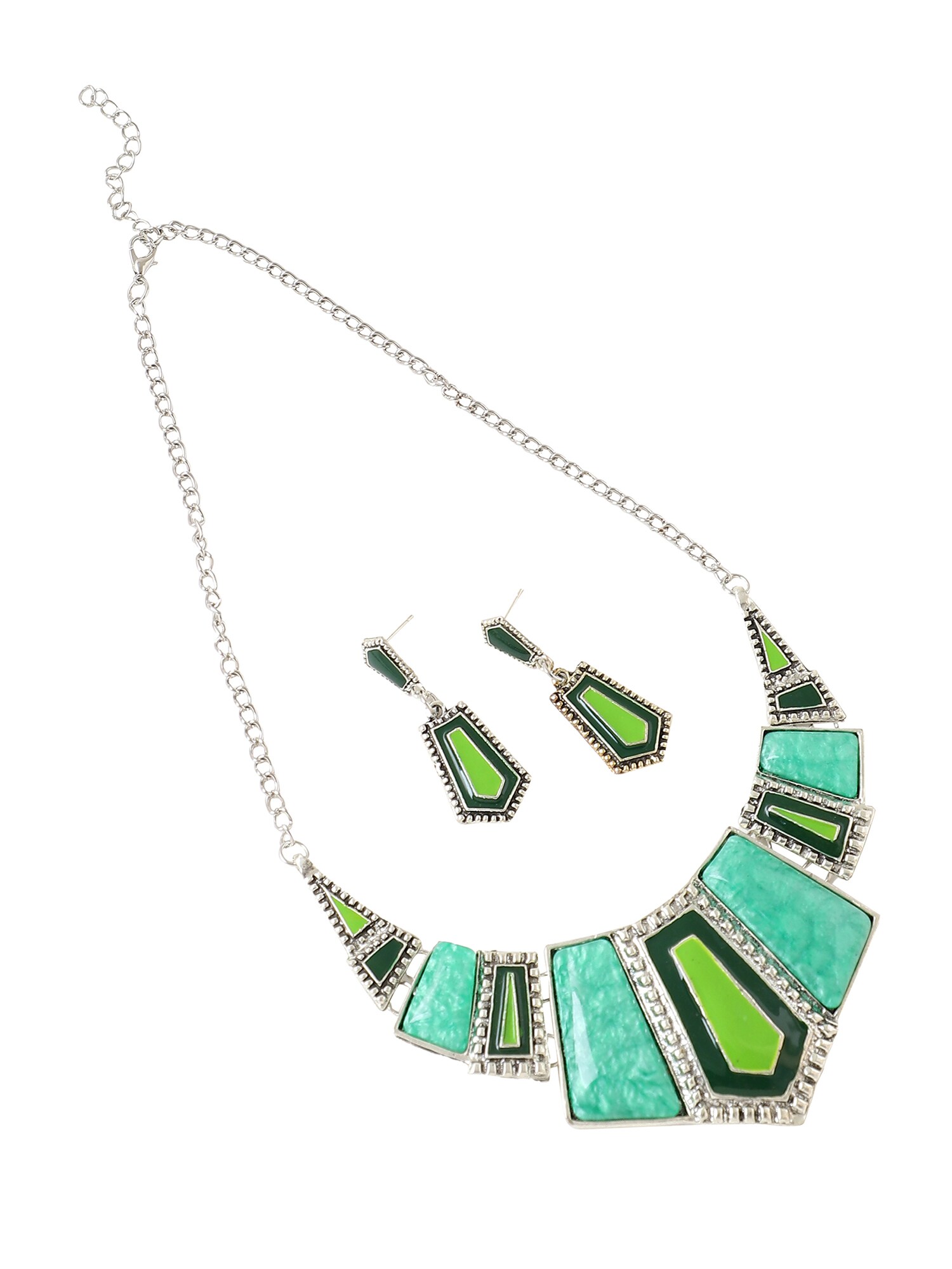 SOHI Set de bijuterii Mohni  verde / negru / argintiu