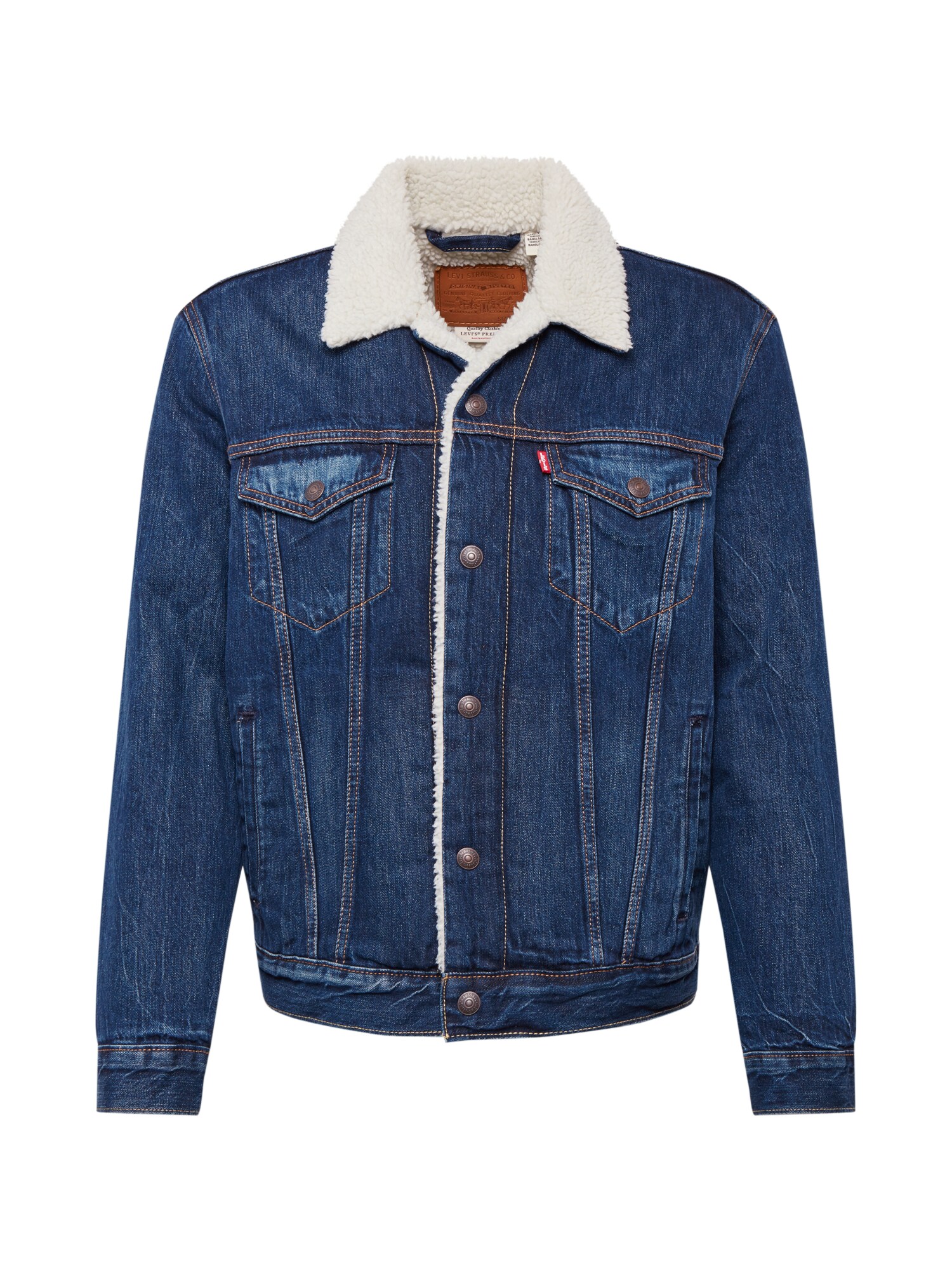 LEVI'S Demisezoninė striukė 'SHERPA'  tamsiai (džinso) mėlyna / balta