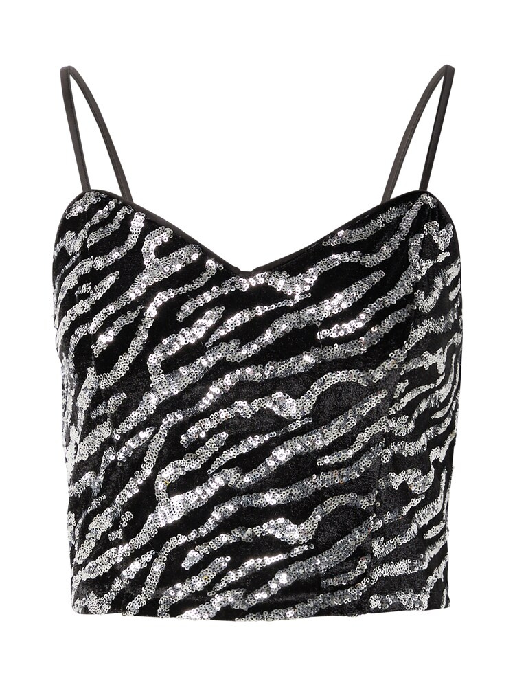ABOUT YOU Top 'Sana' Damen Größe XXL schwarz / silber
