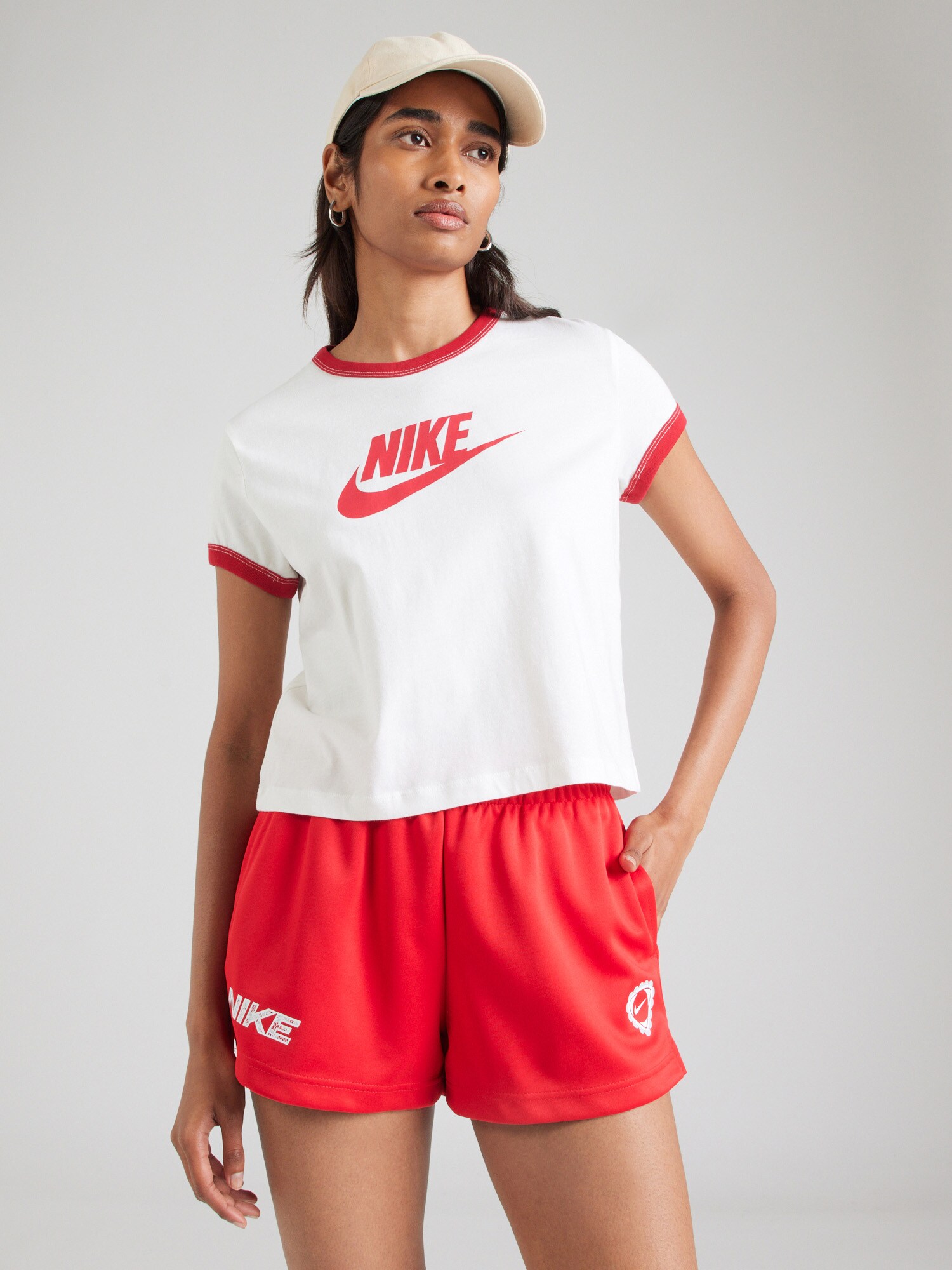 Nike Sportswear Póló 'RINGER'  piros / fehér termék 2. képe