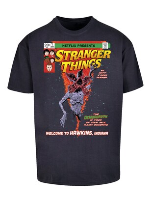 F4NT4STIC Shirt ‘Stranger Things Comic Cover Netflix TV Series’ Donkerblauw / Gemengde kleuren