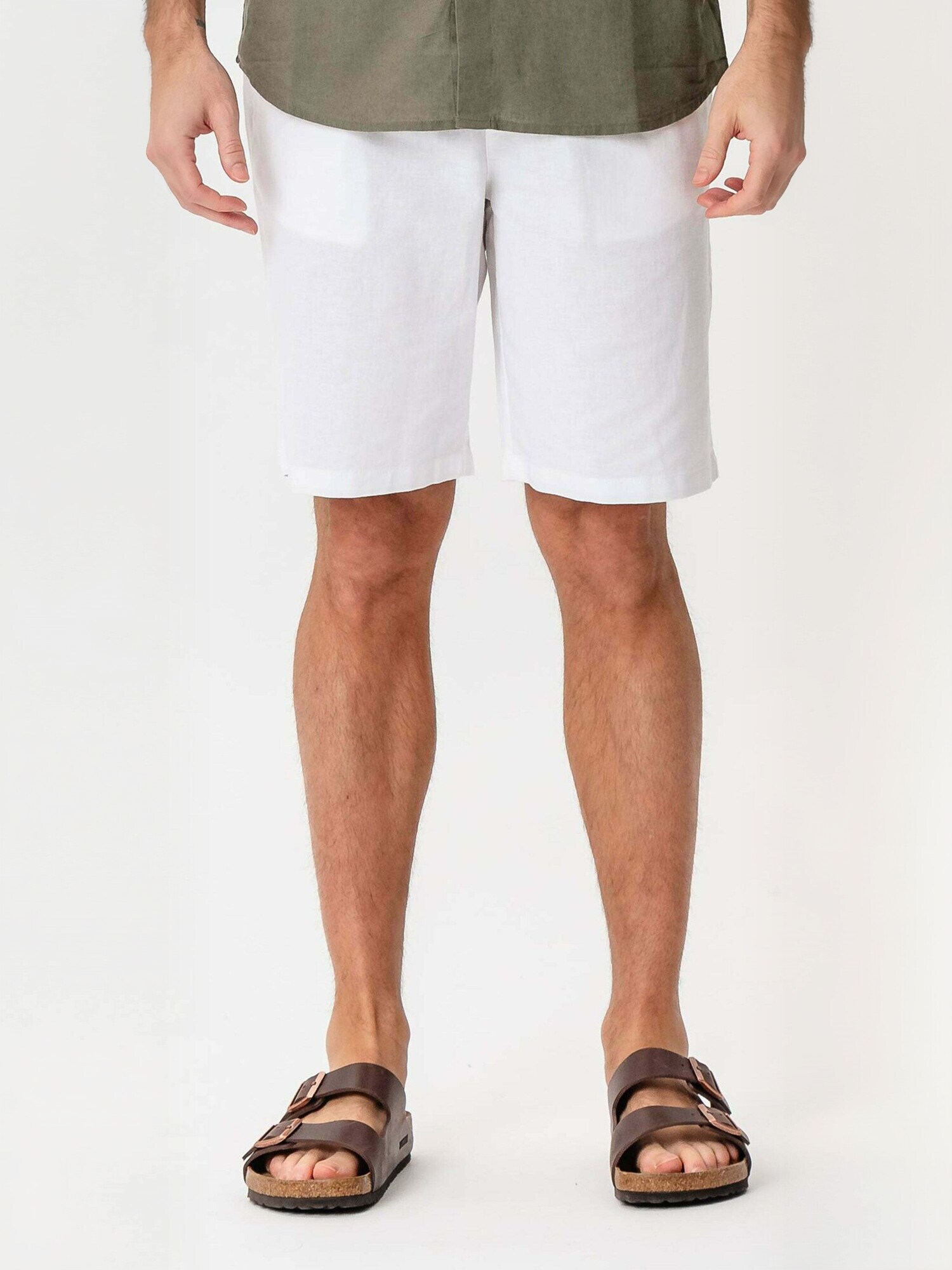 TEESHOPPEN Pantaloni ' Linen Blend '  alb