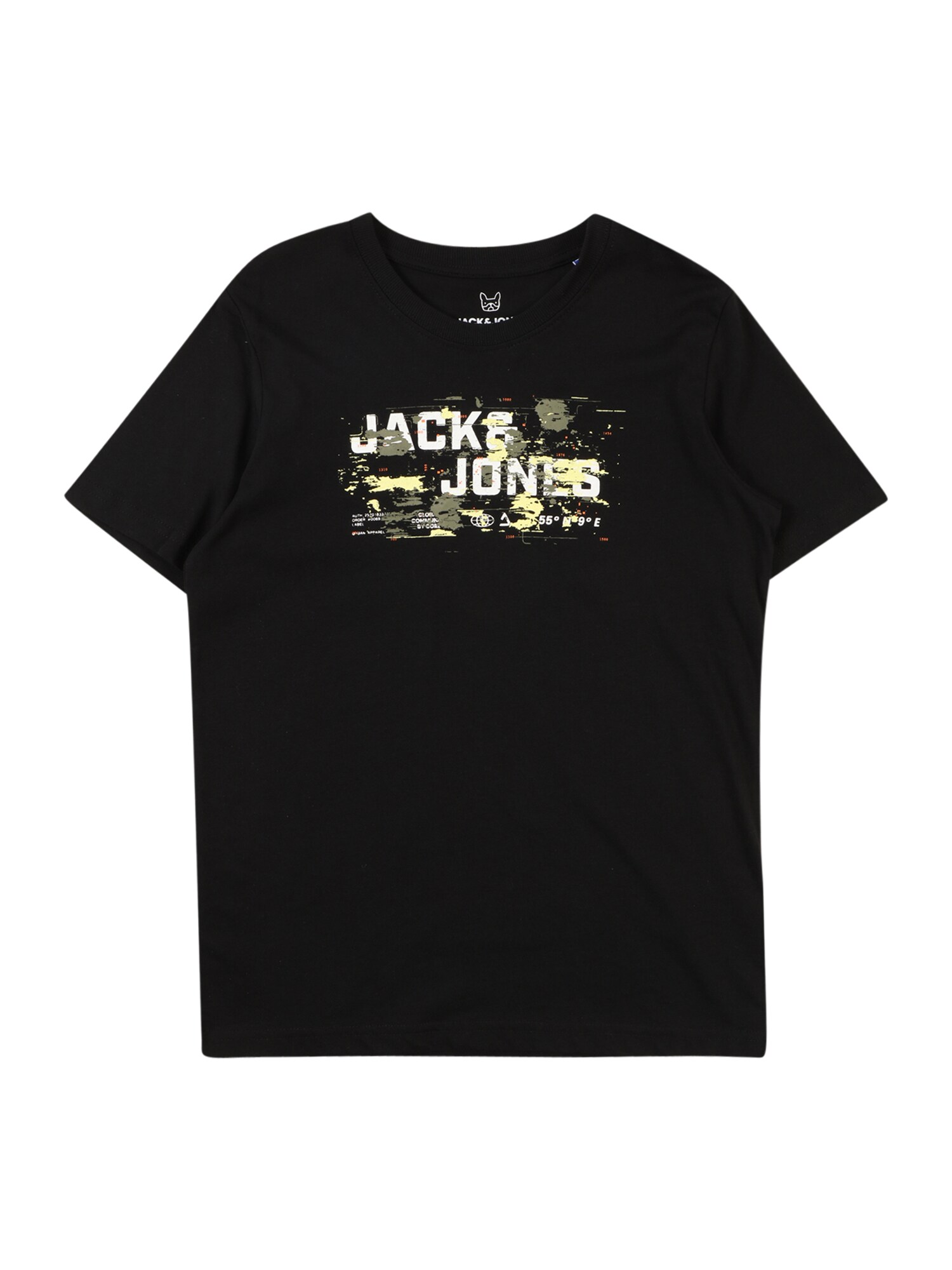 Jack & Jones Junior Tričko  svetložltá / kaki / čierna / biela