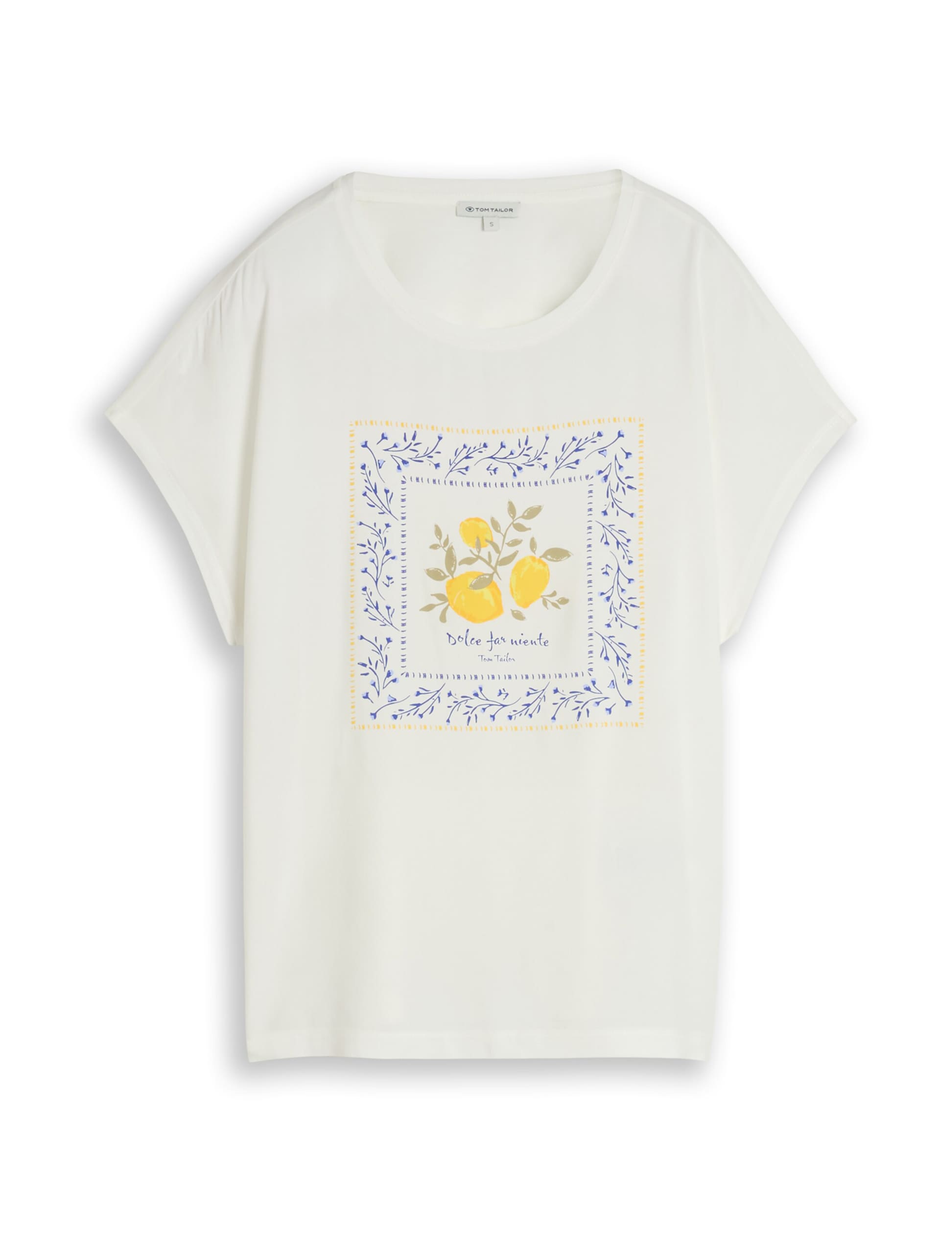 TOM TAILOR T-shirt royalblå / ljusgul / taupe dam