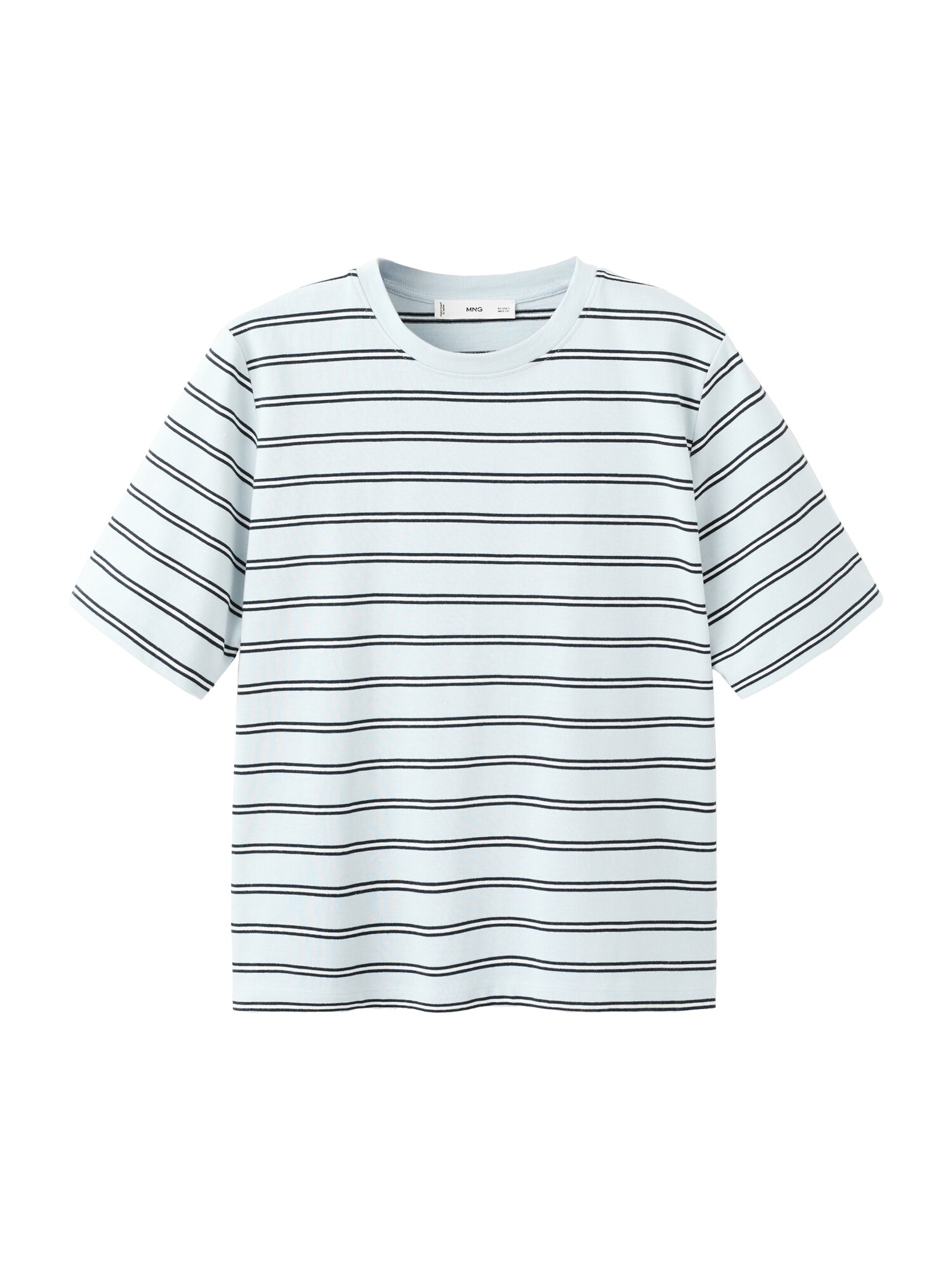 MANGO Tricou BELLA-H  albastru deschis / negru / alb