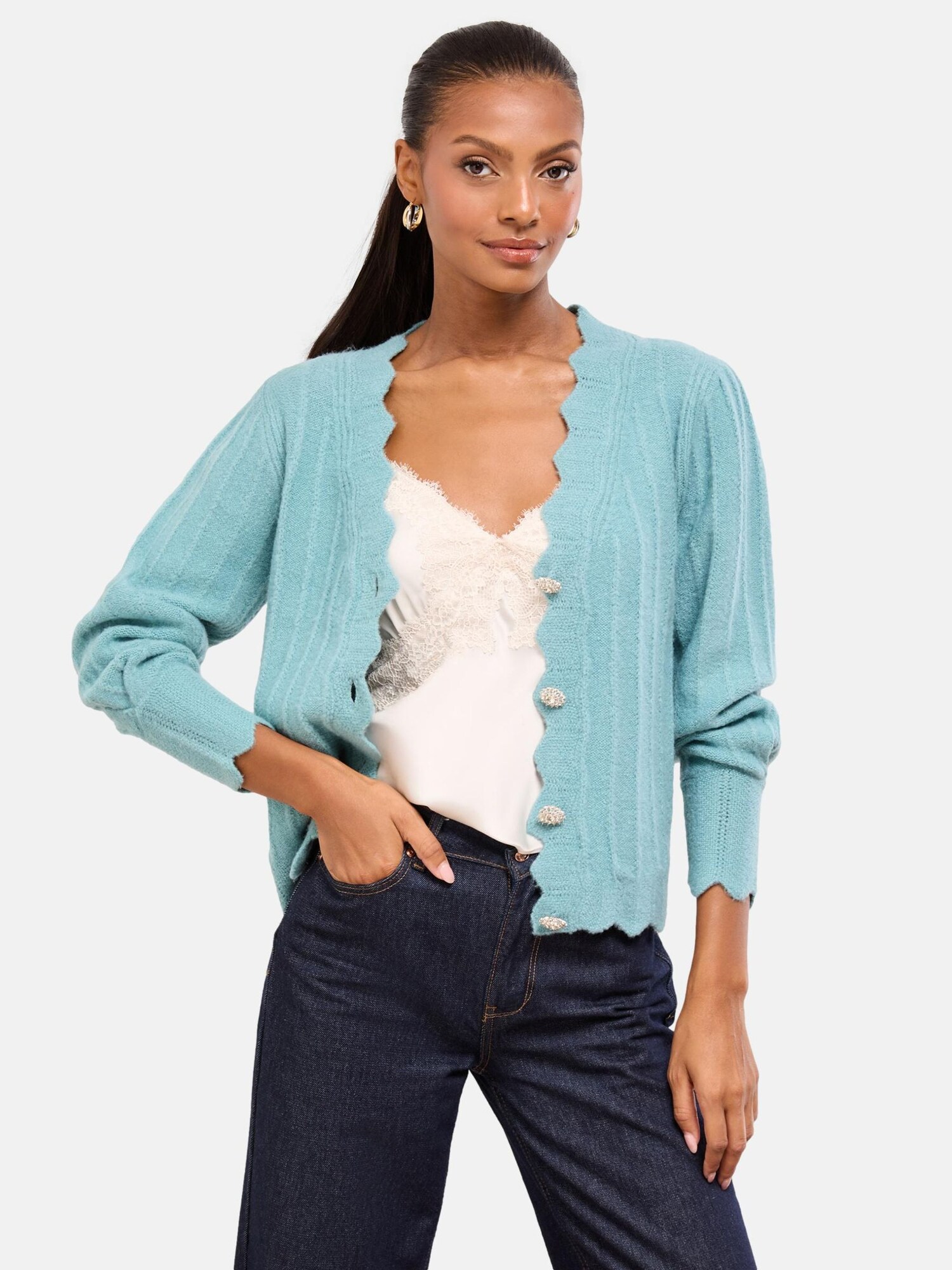 Lipsy Geacă tricotată  albastru deschis