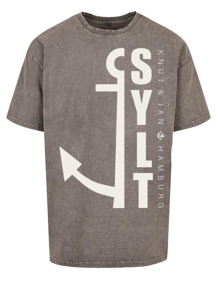 F4NT4STIC T-Shirt 'Sylt Anker Knut & Jan Hamburg' Herren Größe S dunkelgrau / weiß