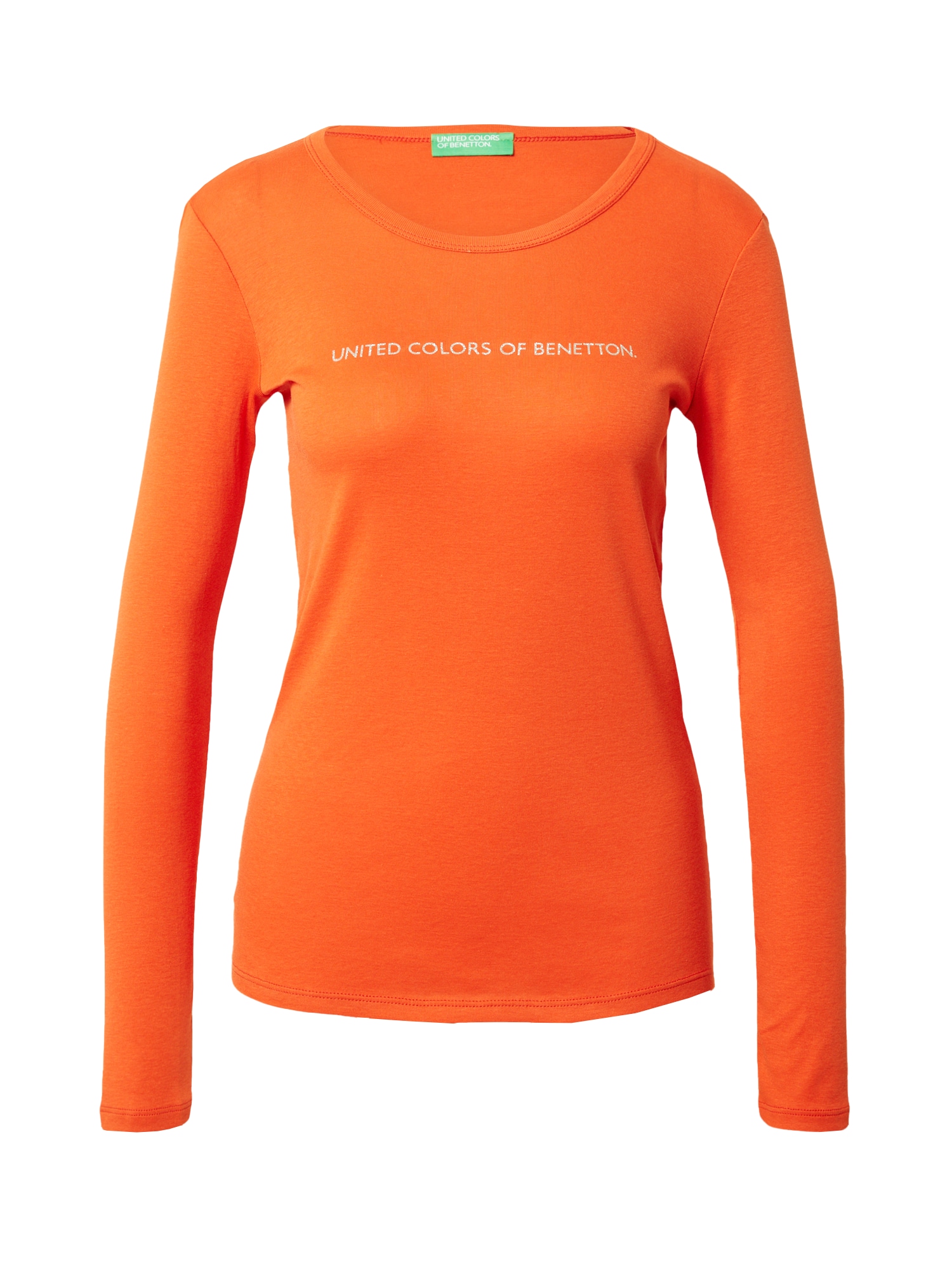 UNITED COLORS OF BENETTON Marškinėliai tamsiai oranžinė / sidabrinė