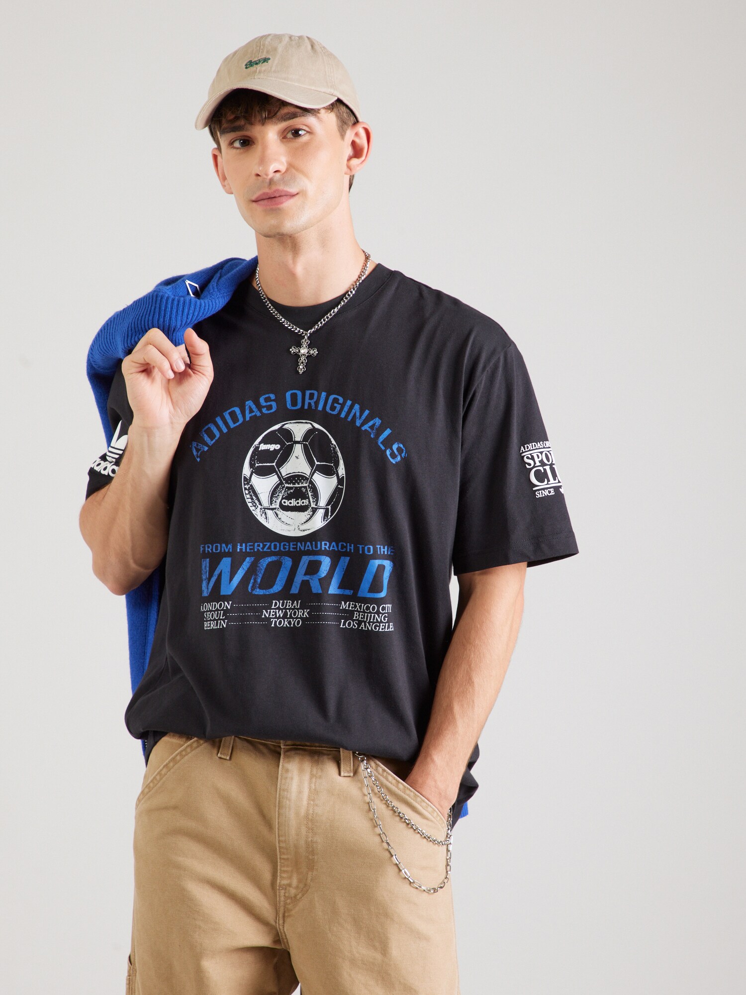 ADIDAS ORIGINALS Tričko '90s Football' modrá / čierna / biela (obrázok 3)
