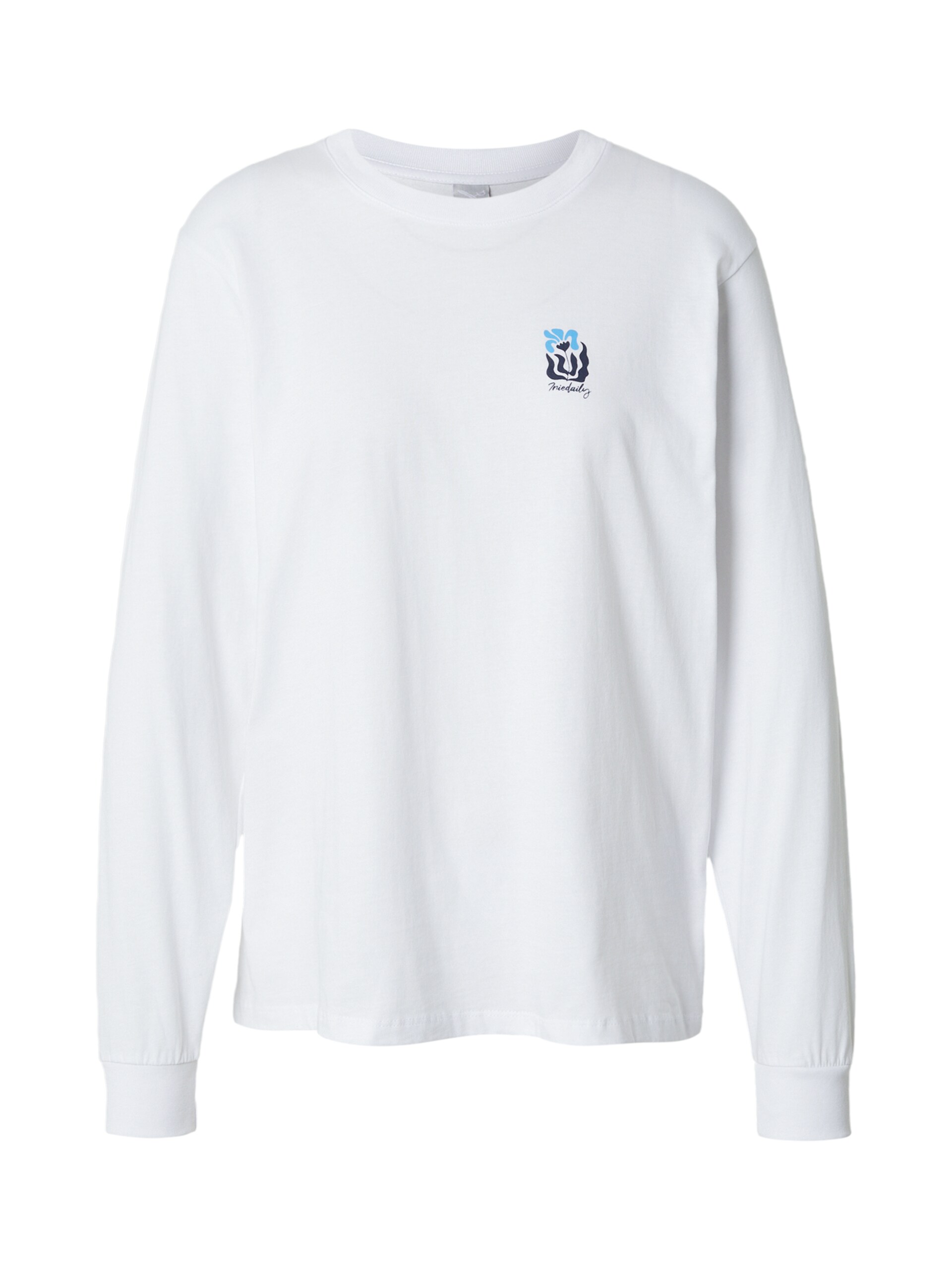 Iriedaily T-shirt 'Square Flowers' himmelsblå / kastanjebrun / smaragd dam