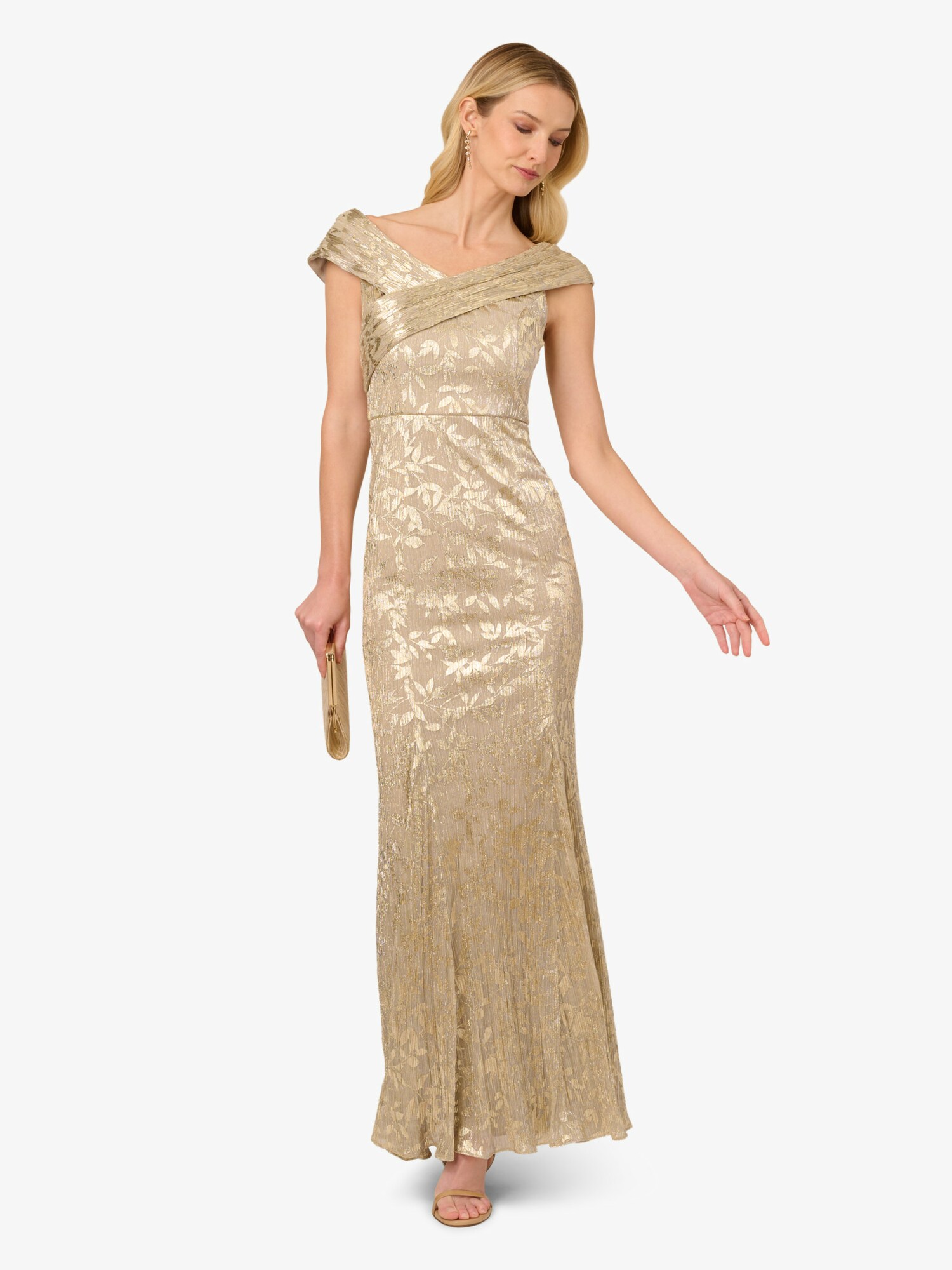 Thumbnail - Adrianna Papell Langes Abendkleid Foil Leaf Mermaid Gown