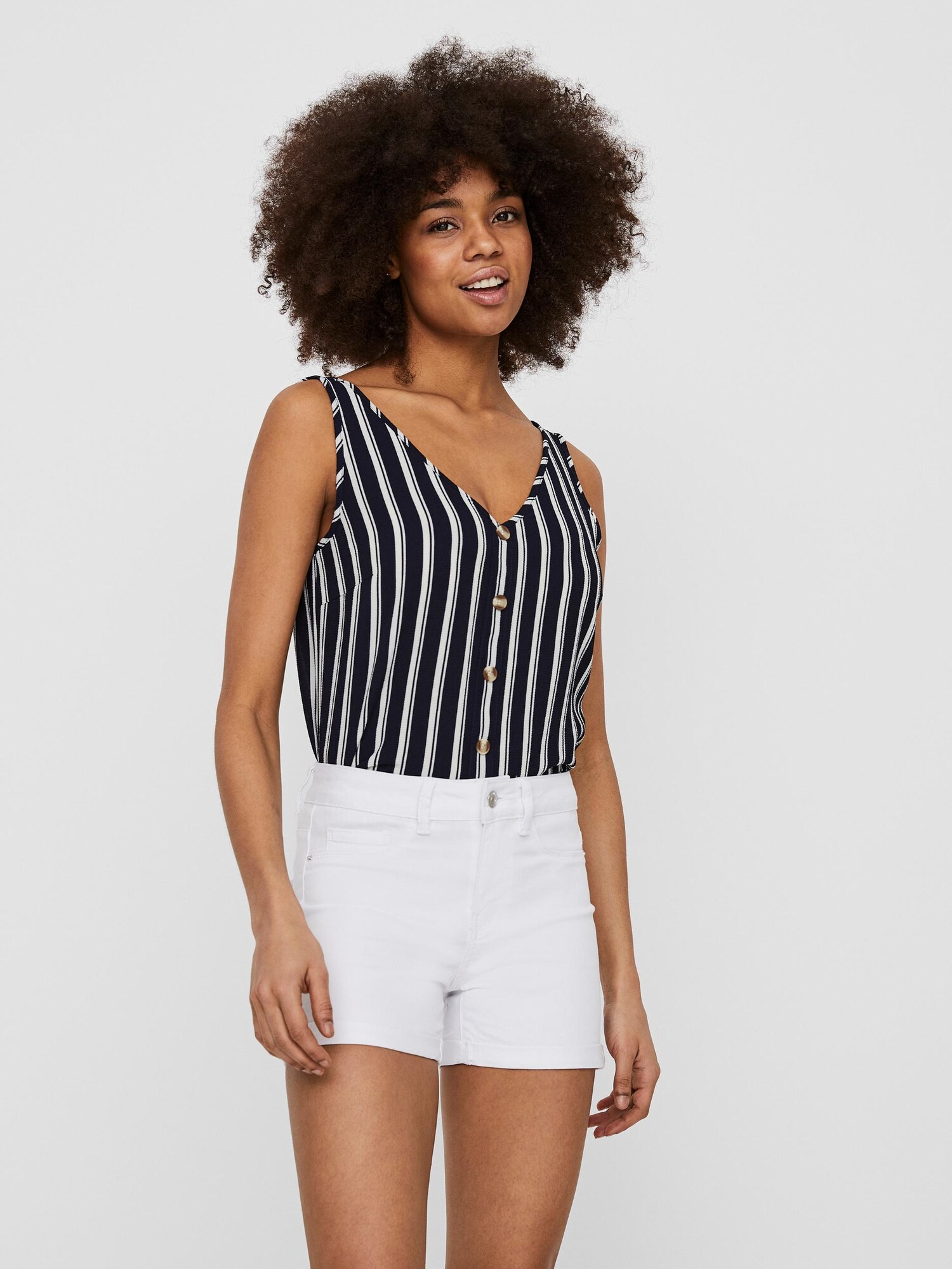 VERO MODA Blúz  tengerészkék / fehér termék 2. képe