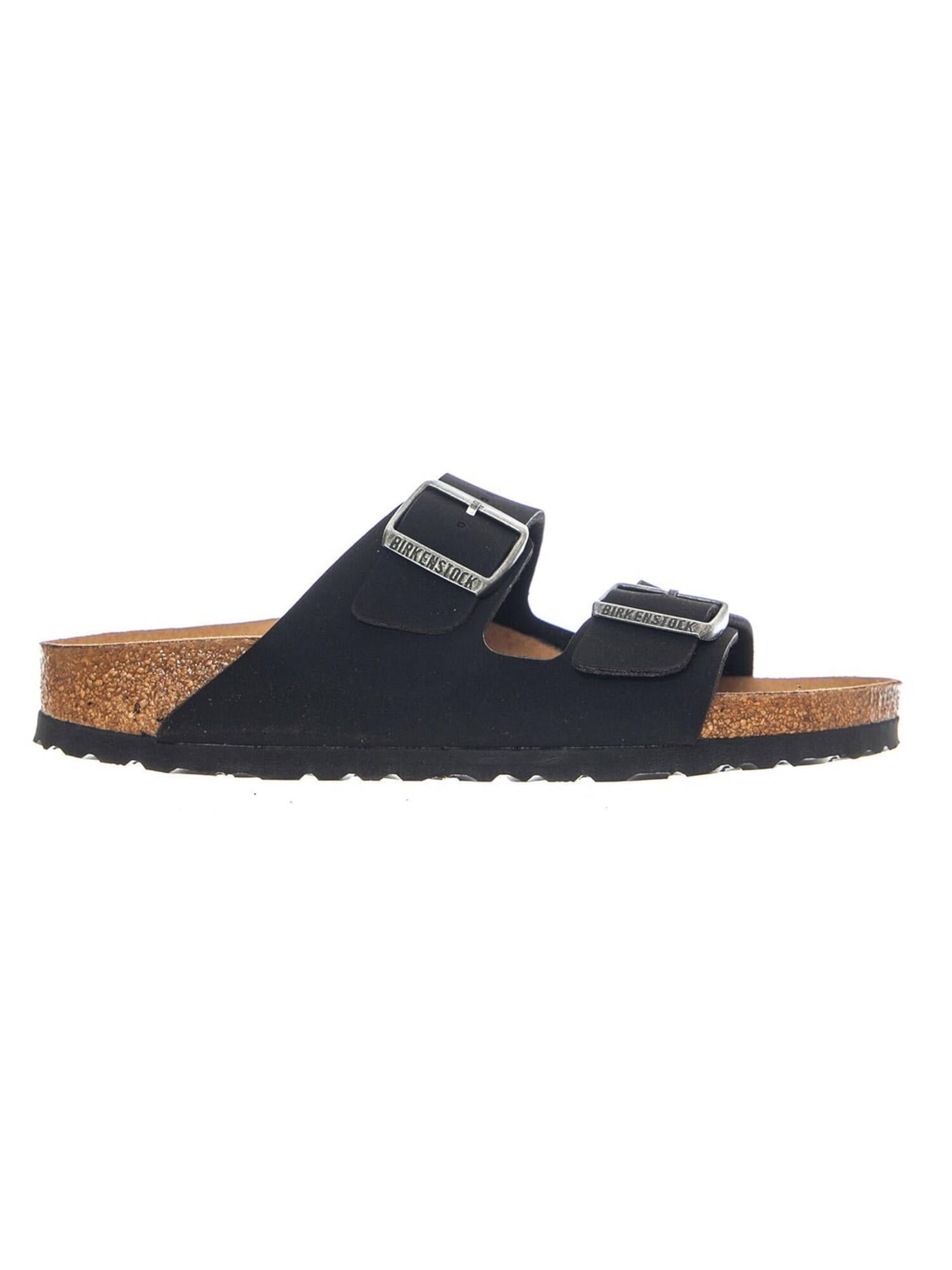 Birkenstock Muiltjes 'Arizona Vegan Birkibuc Narrow Fit Earthy Black' Zwart