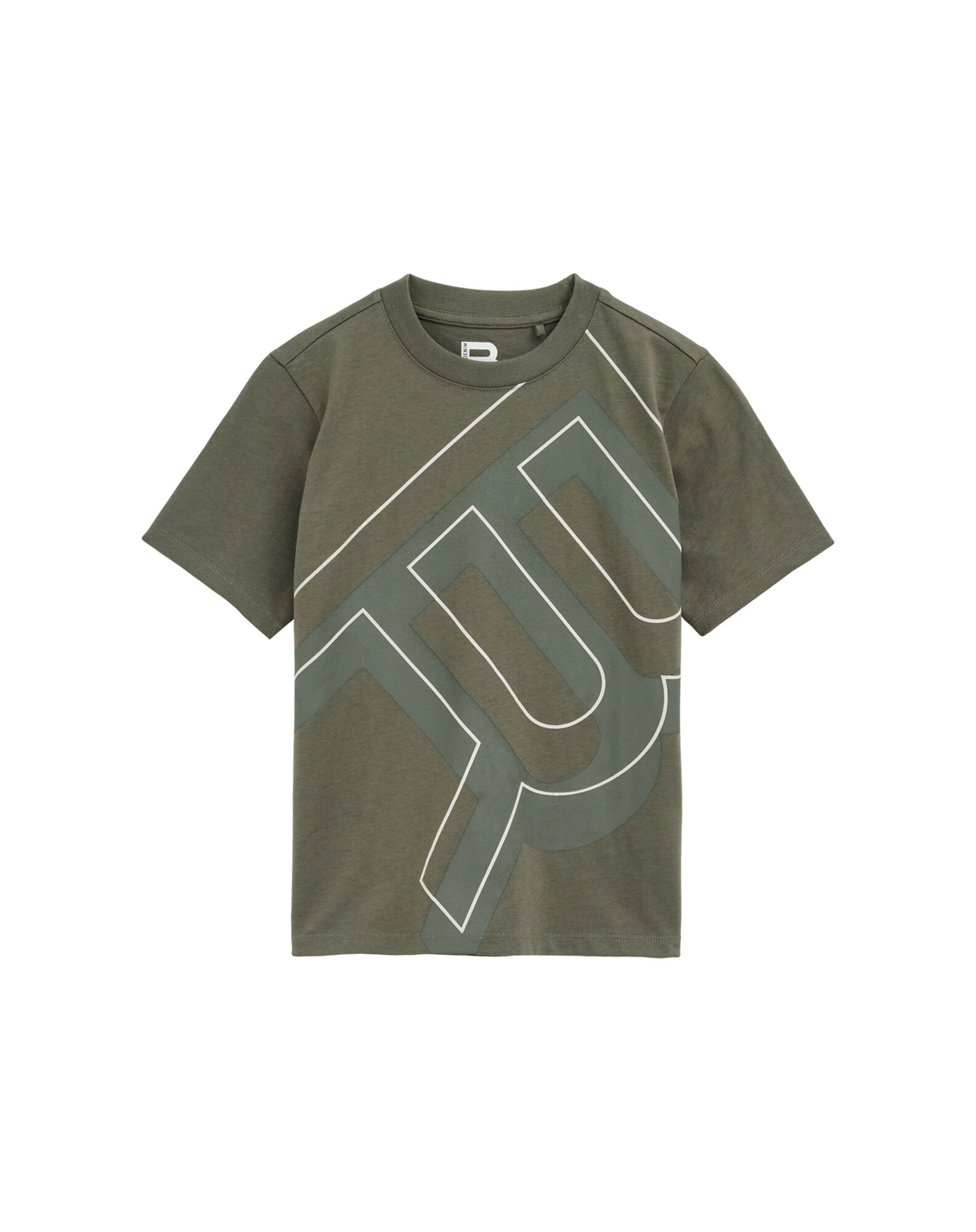 WE Fashion Póló  khaki / sötétzöld / fehér akciós termékkép 1