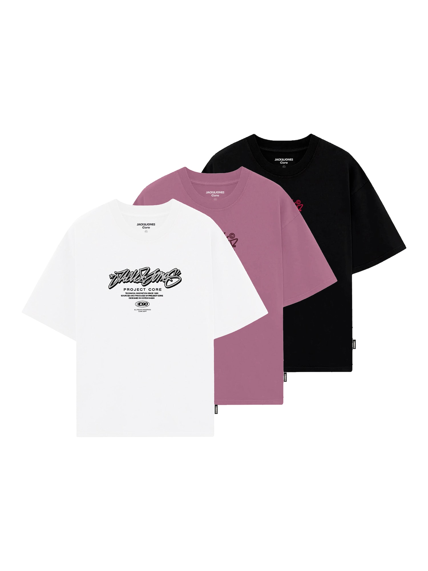 JACK & JONES Póló  lila / fekete / fehér akciós termékkép 1