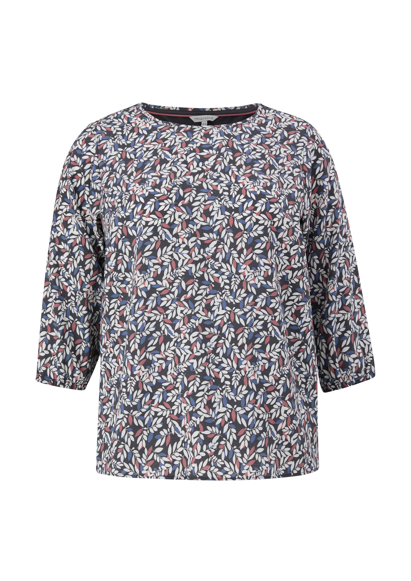 TRIANGLE Tricou  bleumarin / maro / alb