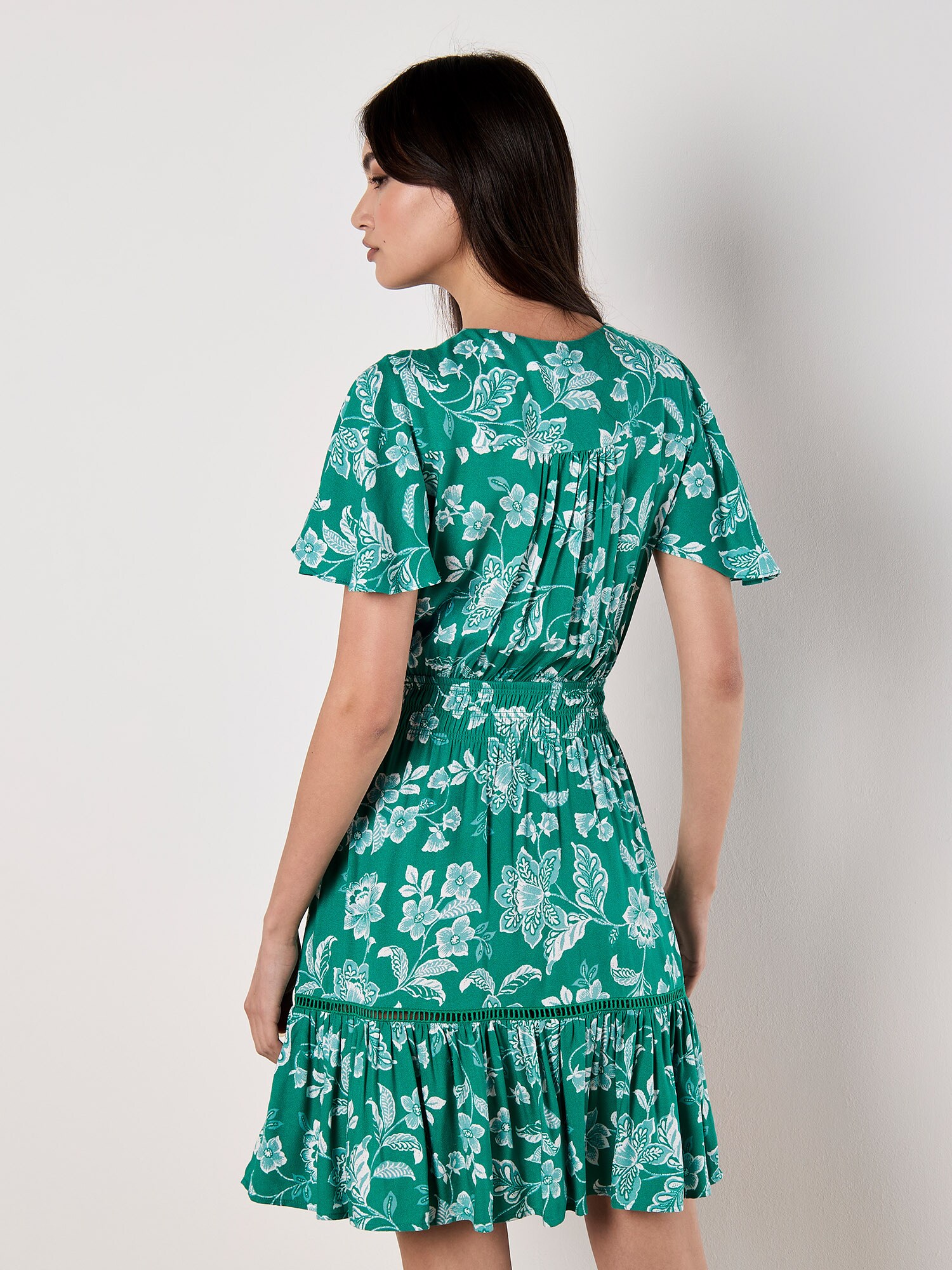 Thumbnail - Apricot Sarasa Floral Wrap Mini Dress