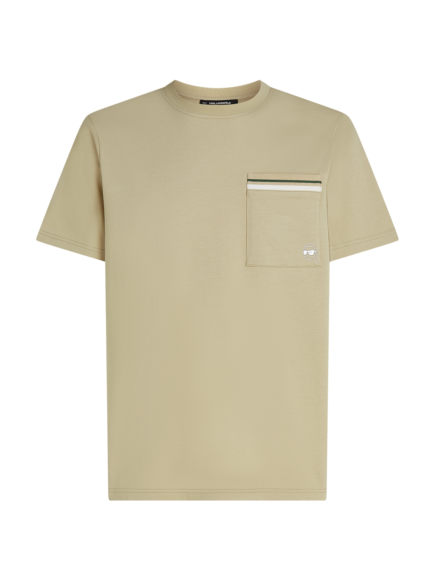 Karl Lagerfeld Tricou nisipiu / verde închis / alb