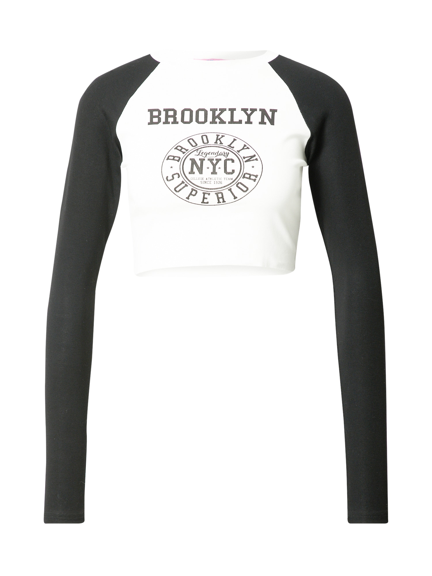 Edikted Marškinėliai 'Brooklyn Babe' balta / juoda