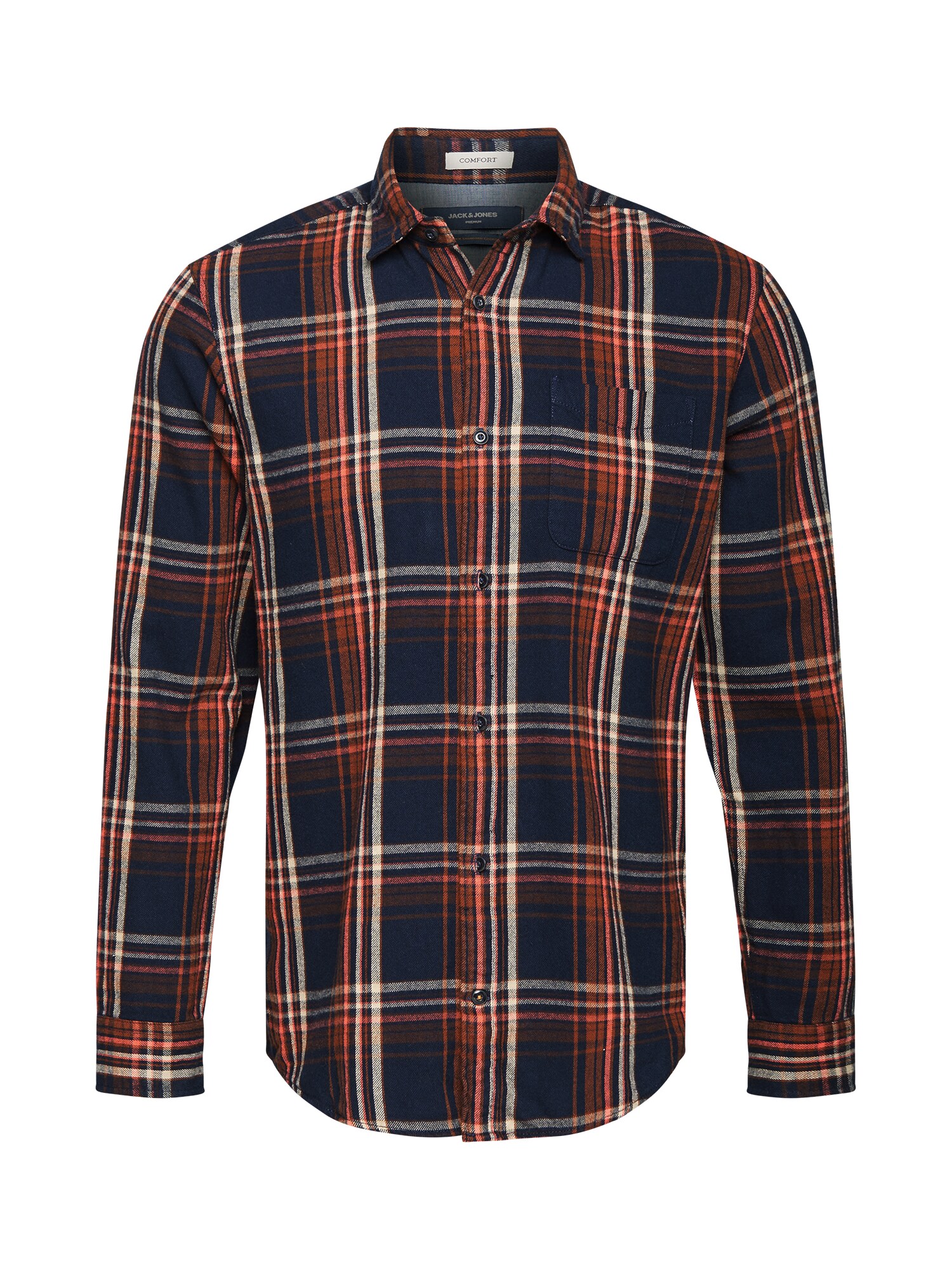 JACK & JONES Dalykiniai marškiniai 'MIKE'  ruda / tamsiai mėlyna / balta / rūdžių raudona