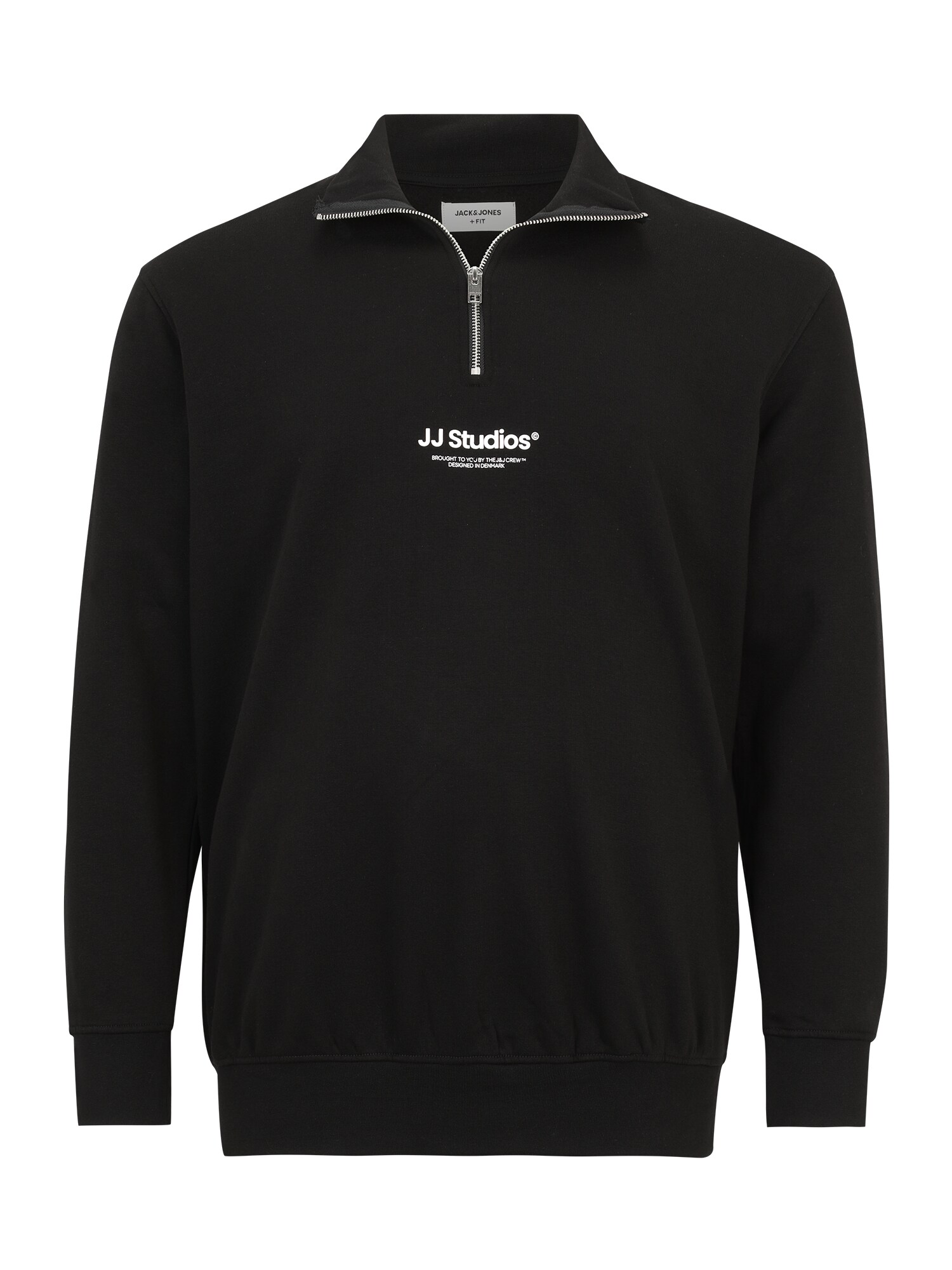 Jack & Jones Plus Bluză de molton JJESoho  negru / alb