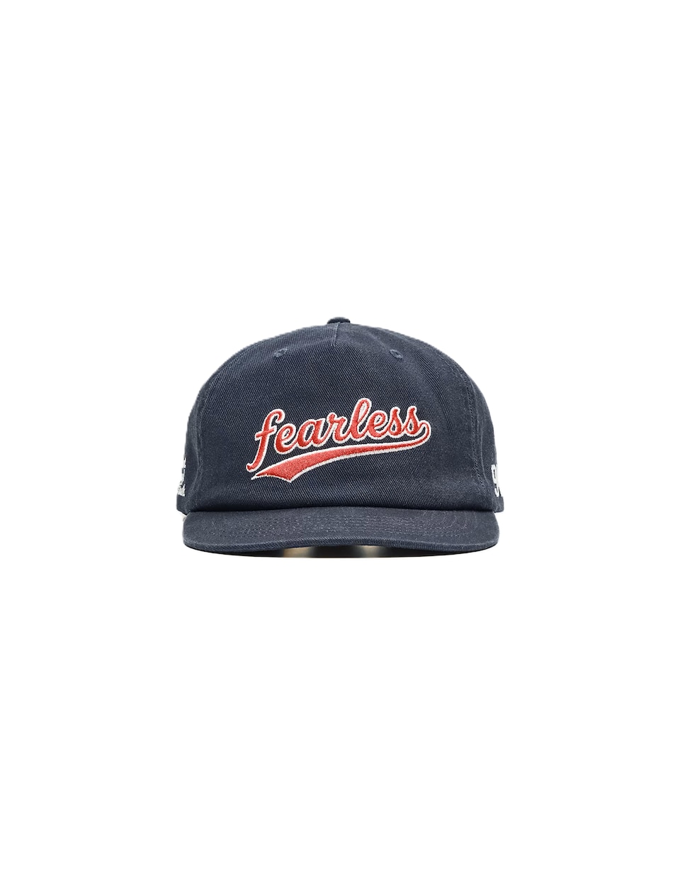 Keps 'VARSITY' blå denim / knallröd