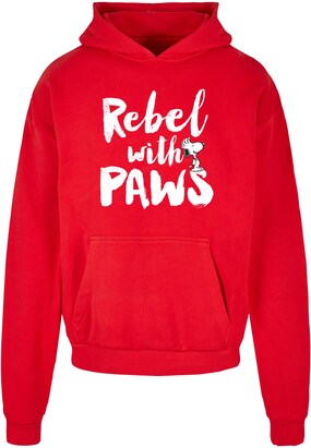 Merchcode Sweatshirt ‘Peanuts – Rebel With Paws’ Rood / Wit