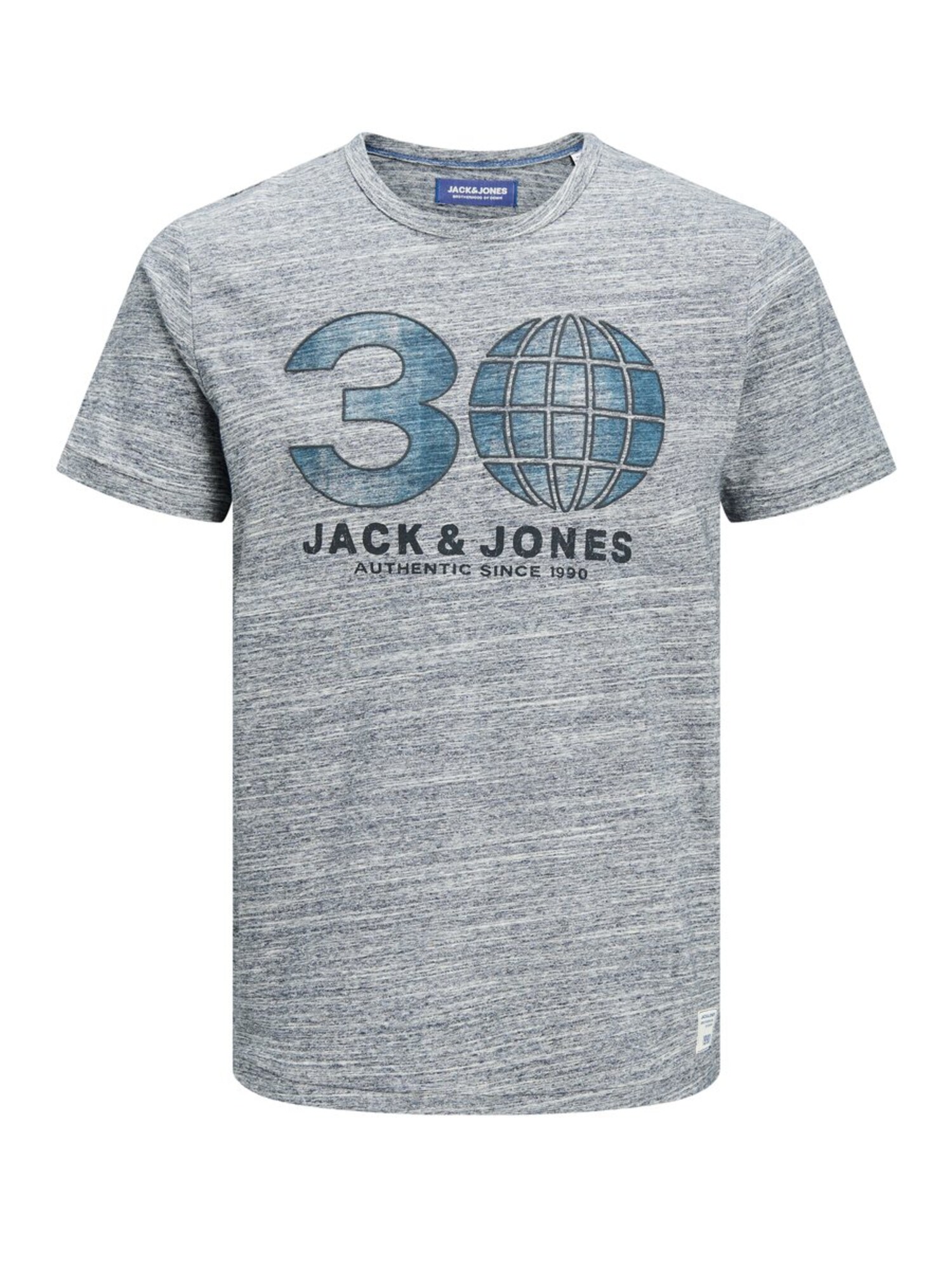 JACK & JONES Marškinėliai  margai pilka / mėlyna