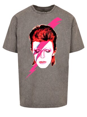 F4NT4STIC Shirt ‘Aladdin Sane Lightning Bolt’ Aardetinten / Pink / Knalrood / Wit