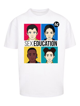 F4NT4STIC Shirt ‘Sex Education Teen Illustrated Netflix TV Series’ Gemengde kleuren / Wit