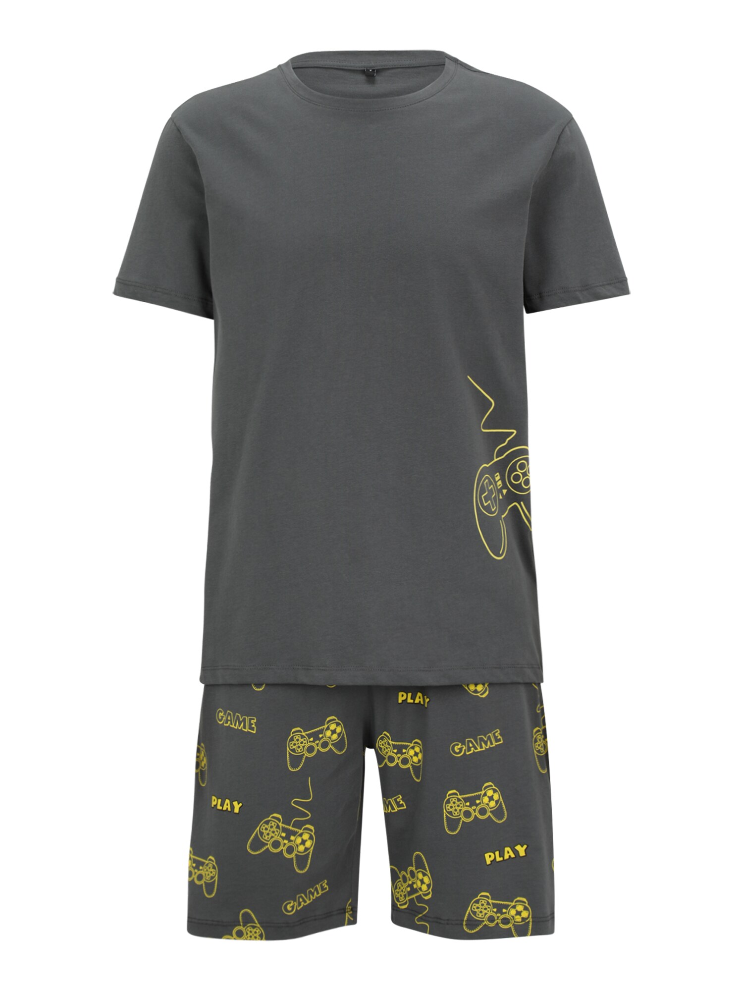 Trendyol Pijama scurtă gri metalic / verde kiwi