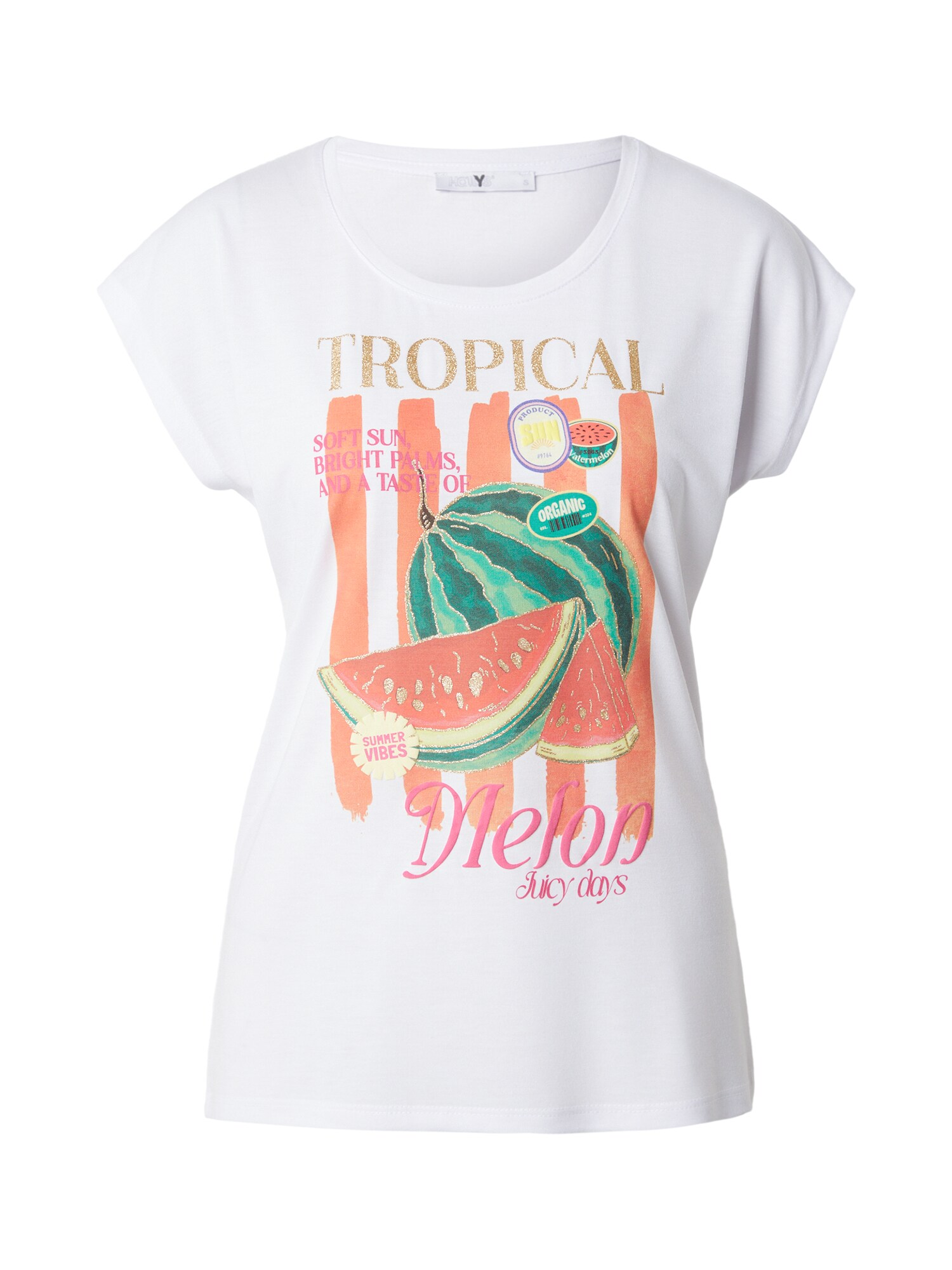Hailys Tricou 'El44enora'  auriu / verde închis / roșu pepene / alb