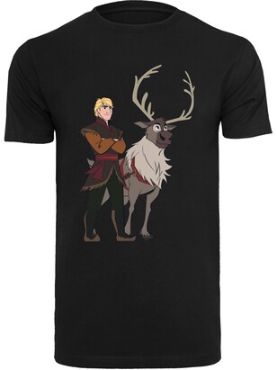 F4NT4STIC Shirt ‘Disney Frozen 2 Sven And Kristoff’ Grijs / Donkerrood / Zwart