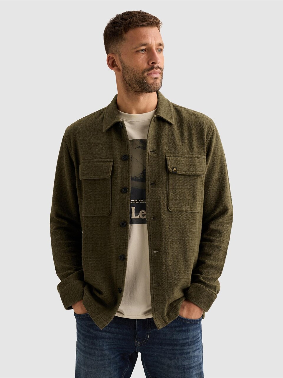 Skjorta 'Overshirt in two-tone cotton slub'