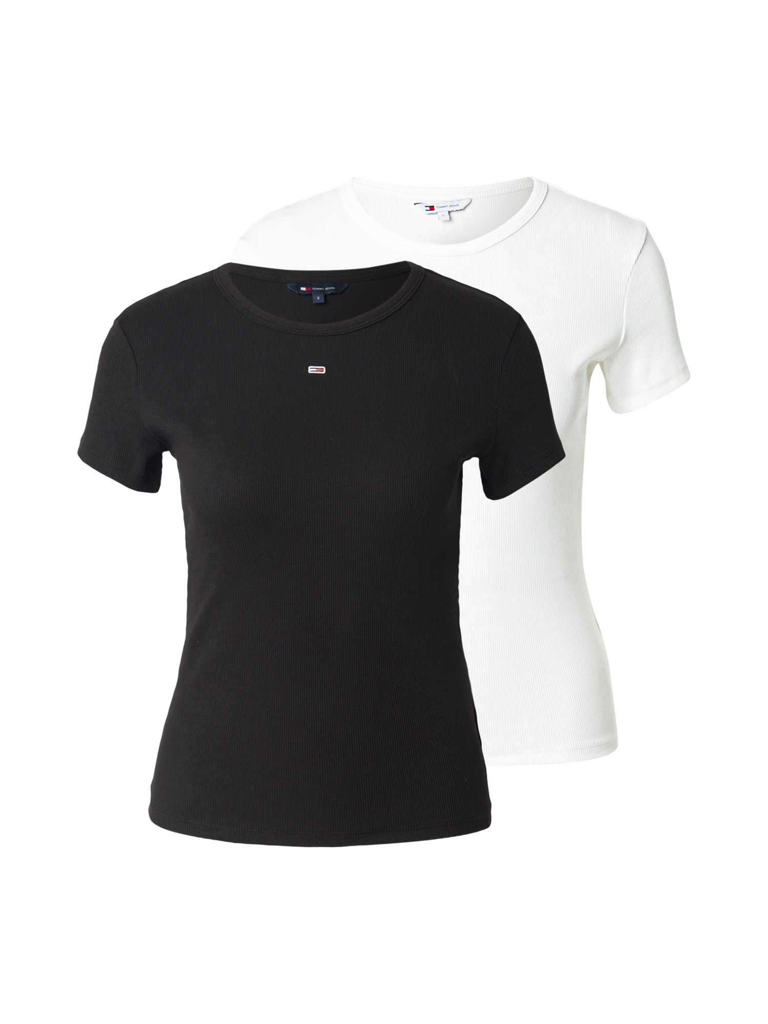 Tommy Jeans Tricou ESSENTIAL  negru / alb