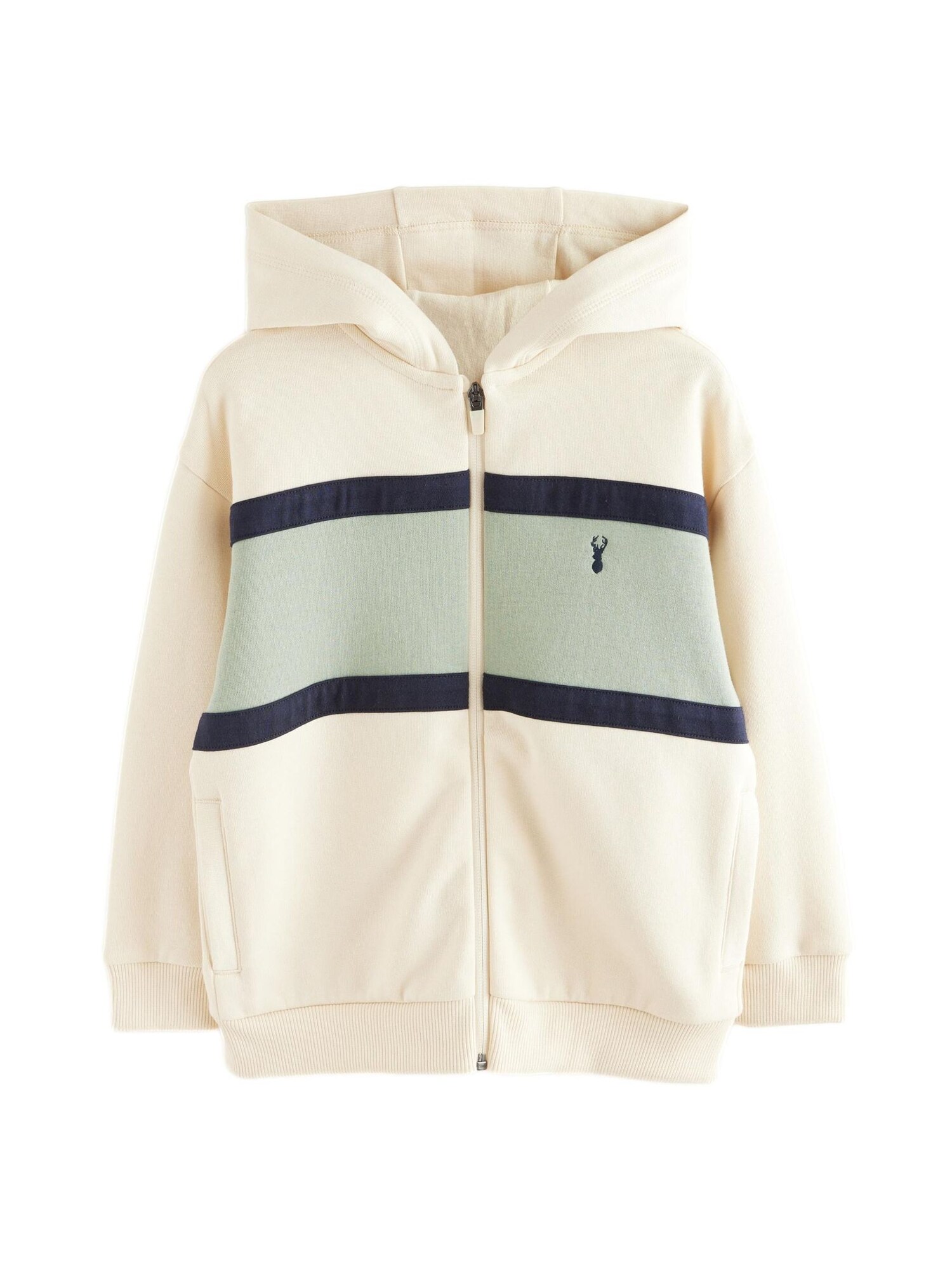 Next Hanorac  crem / albastru marin / verde pastel