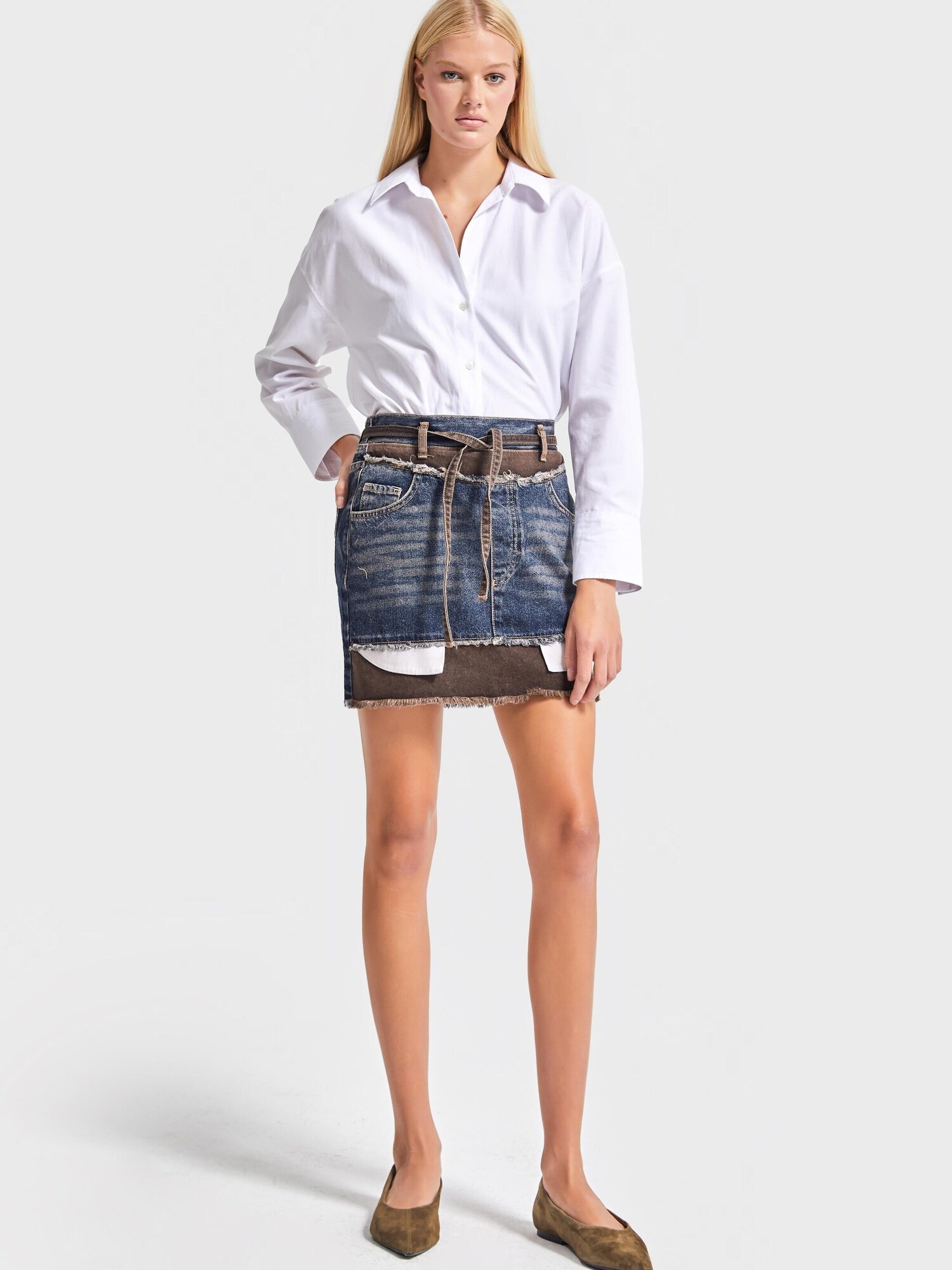 It's Basic Its Basic Rock Layered Mini Denim Skirt