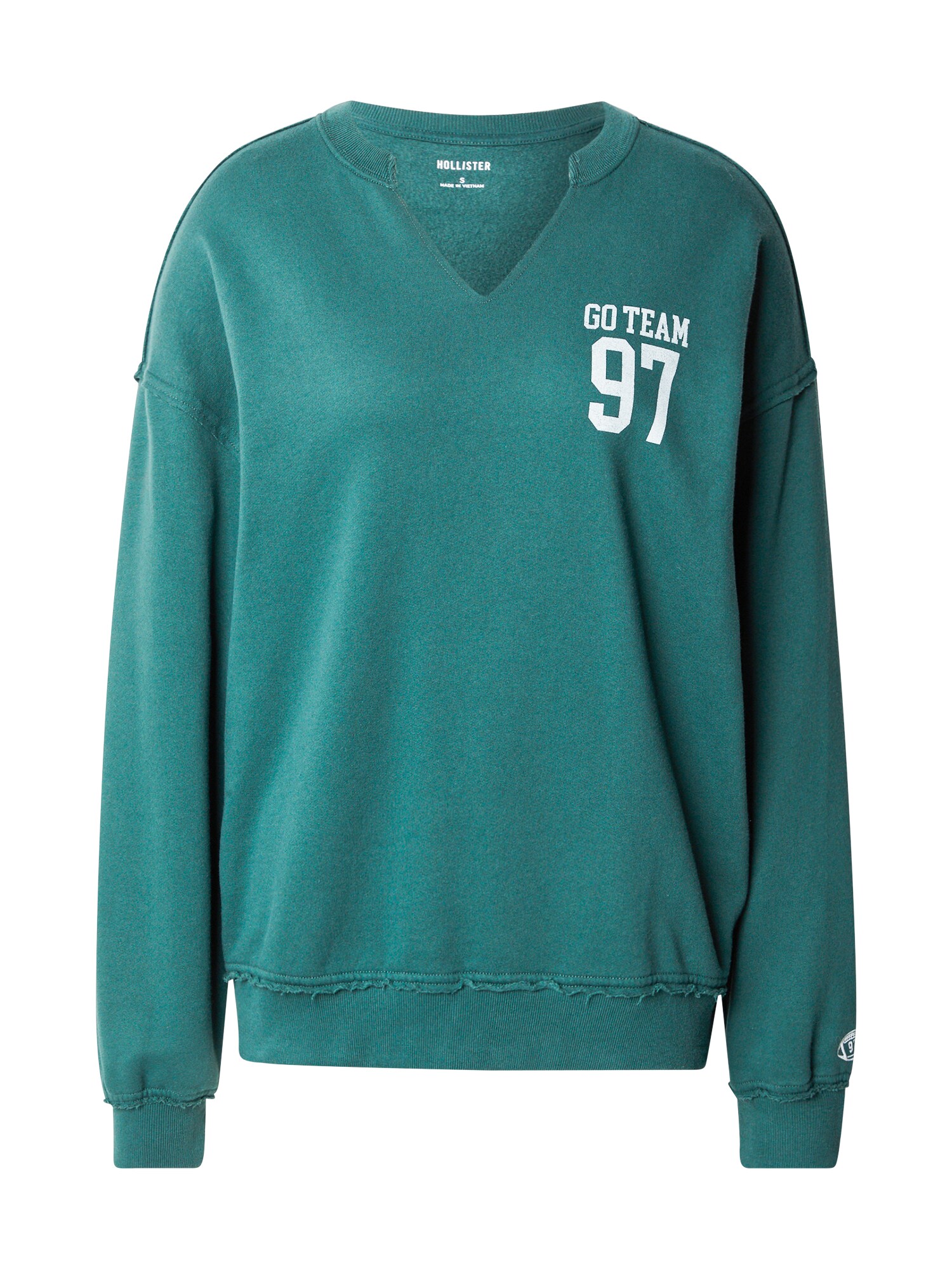 HOLLISTER Bluză de molton  verde smarald / alb