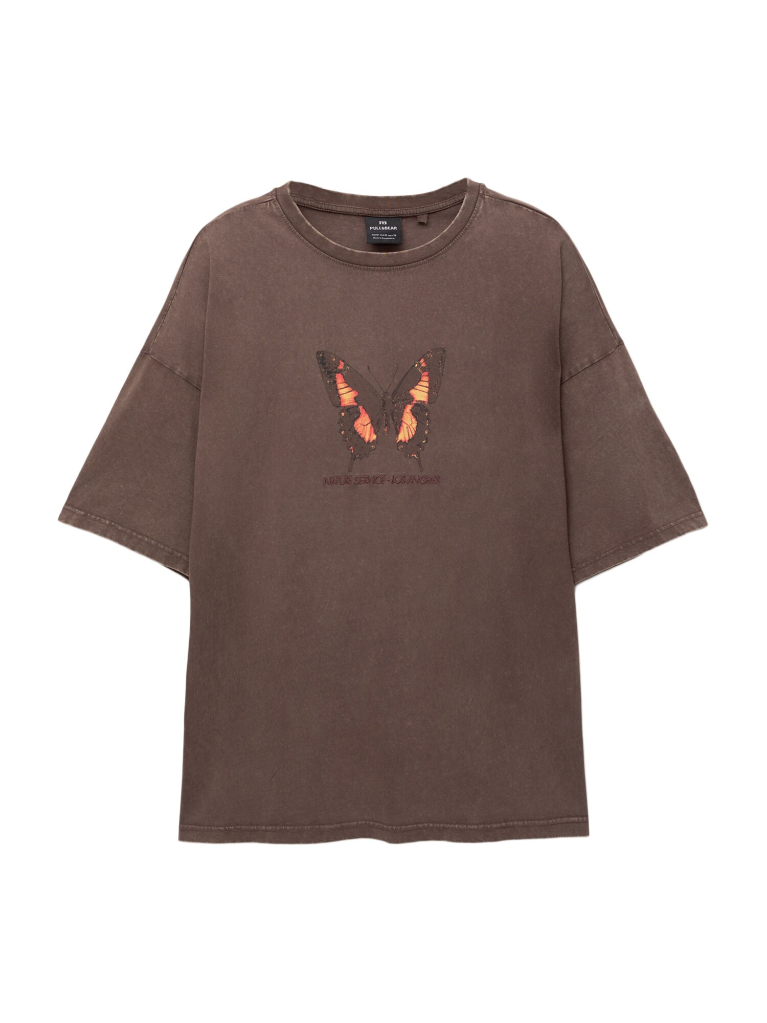 Pull&Bear Póló 'MARIPOSA'  barna / csokoládé / narancs / narancsvörös akciós termékkép 1