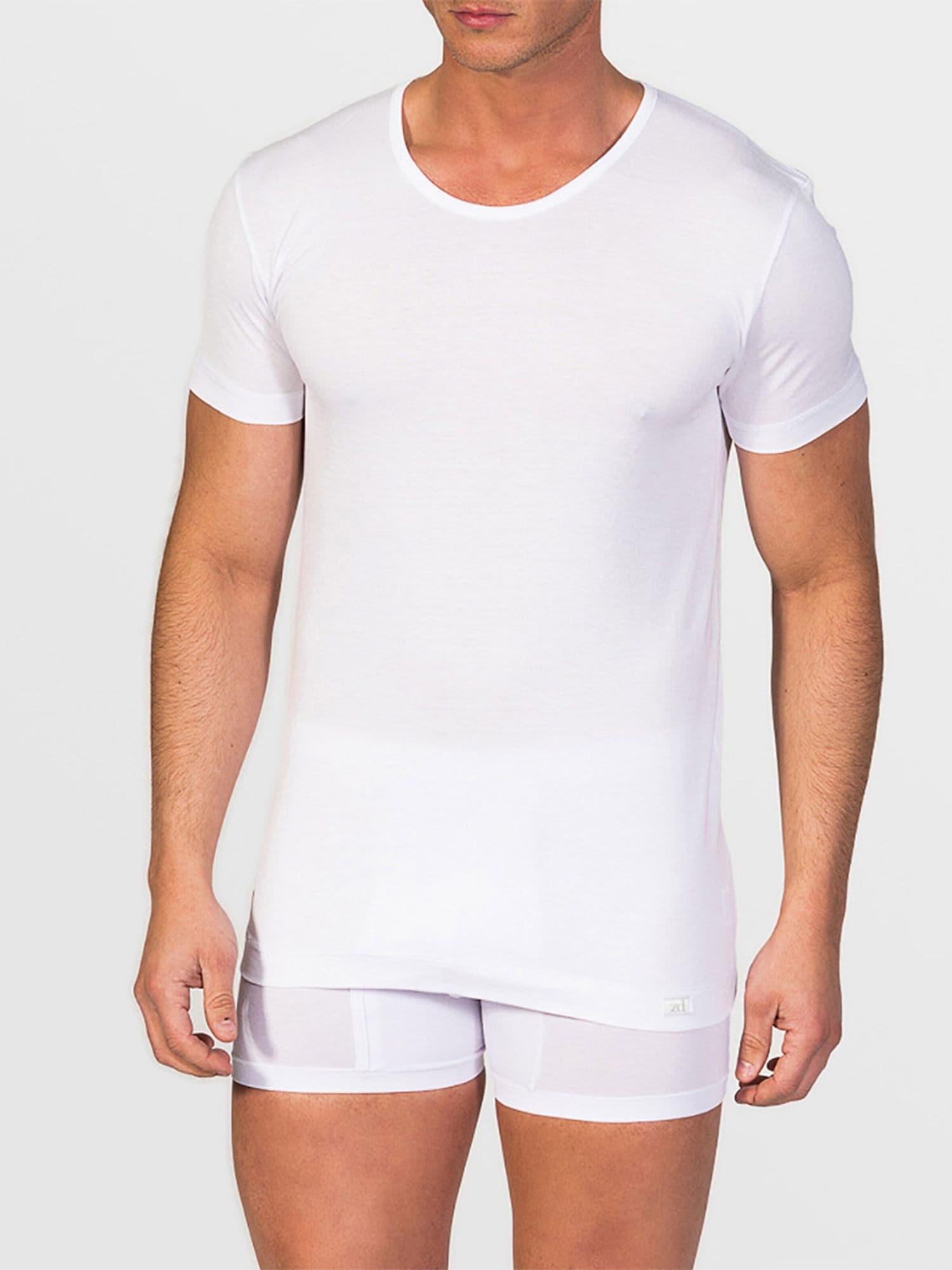 zd ZERO DEFECTS Maglietta intima 'Crew-neck T-shirt Mercerized Cotton'  bianco