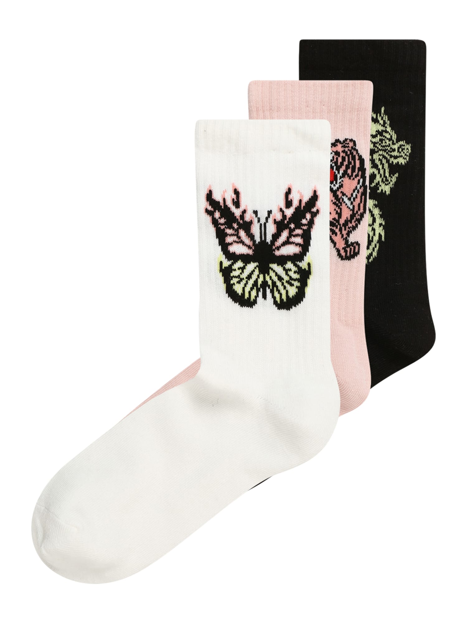 Lindex Čarape  svijetlozelena / roza / crna / bijela