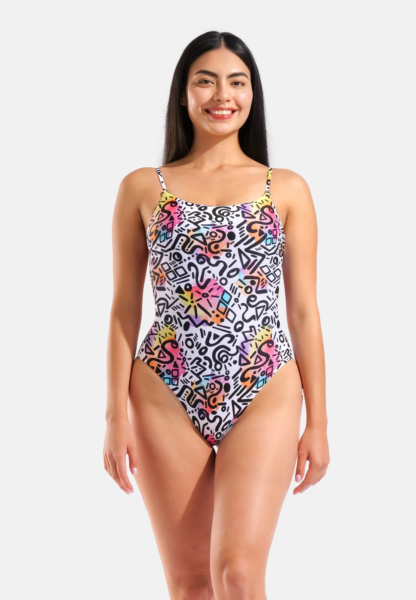 ARENA Traje de baño 'Water Prints' amarillo / rosa / negro / blanco – imagen 2