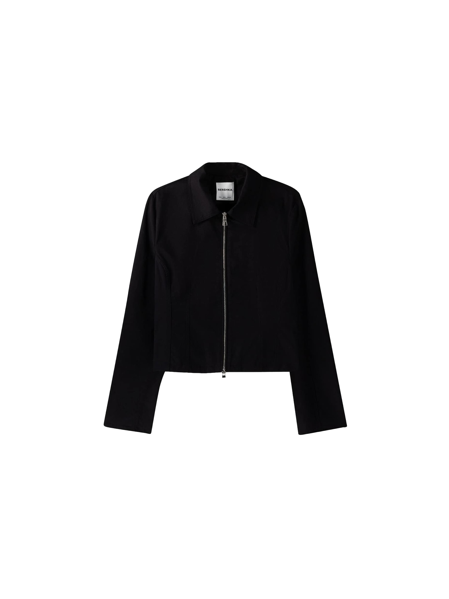 Bershka Geacă de primăvară-toamnă  negru / alb murdar